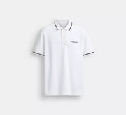 Coach  Signature Trim Polo In Organic Cotton  -   White