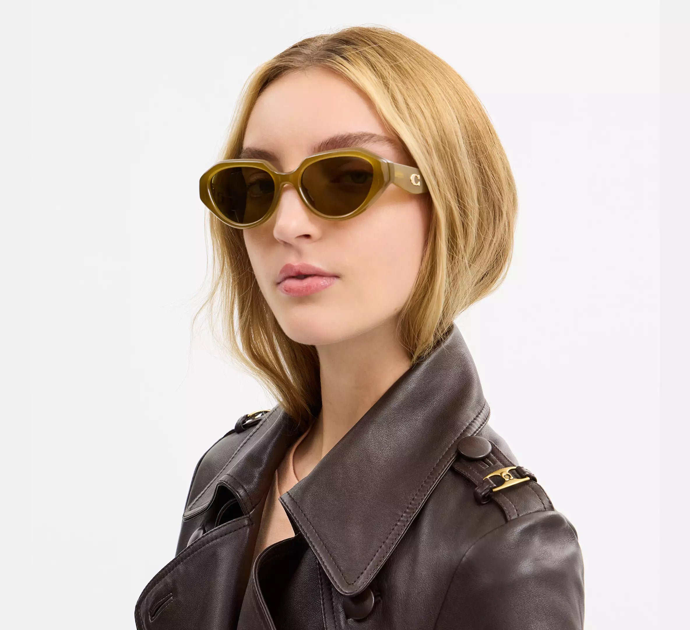 Coach C Hardware Geometric Sunglasses  - Light Olive