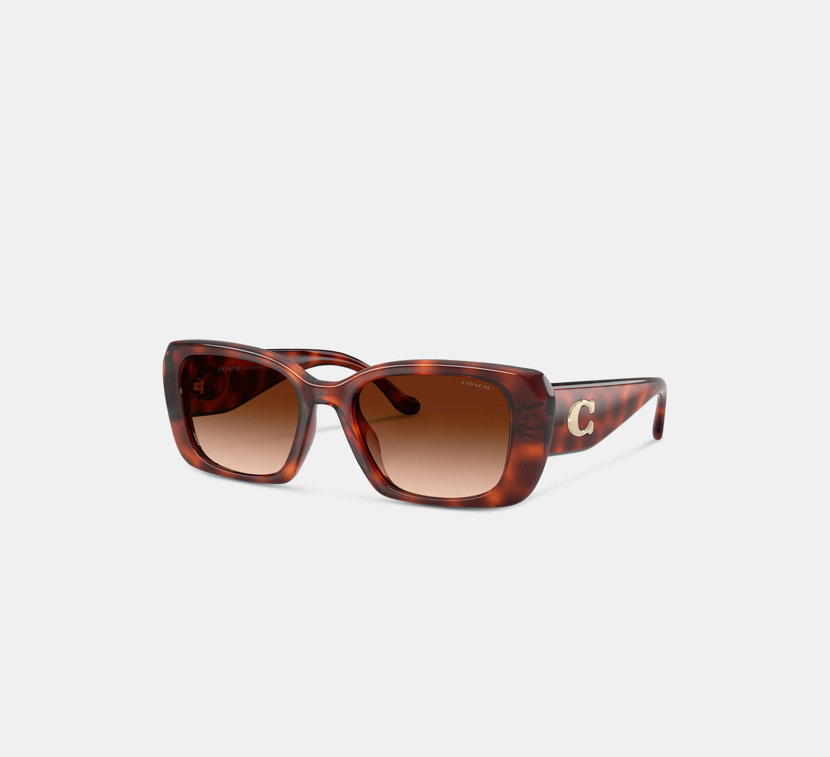 Coach Maxi Sculpted C Oversized Rectangle Sunglasses  -  Caramel Tortoise