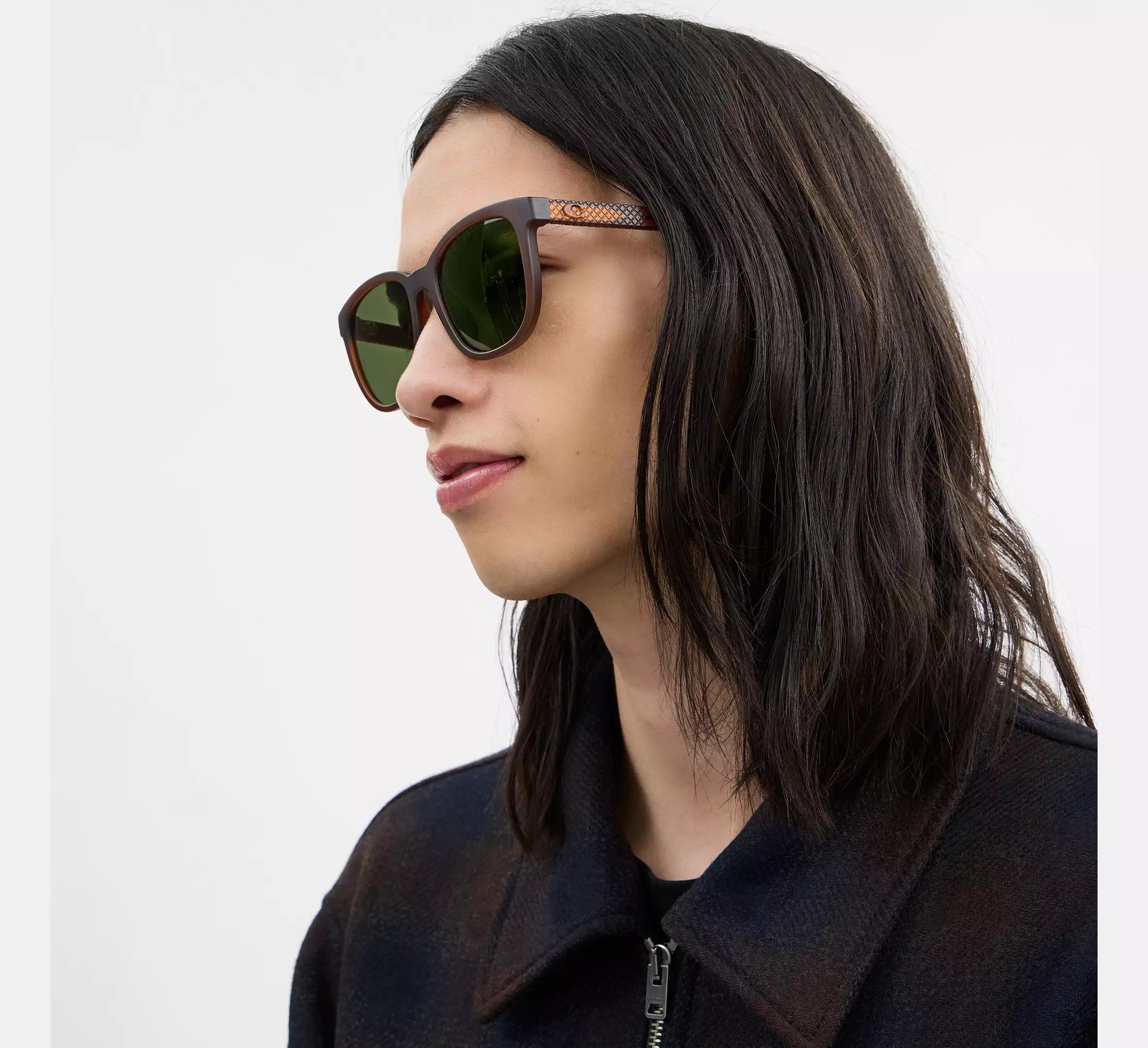 Coach Textured Square Sunglasses  - Brown