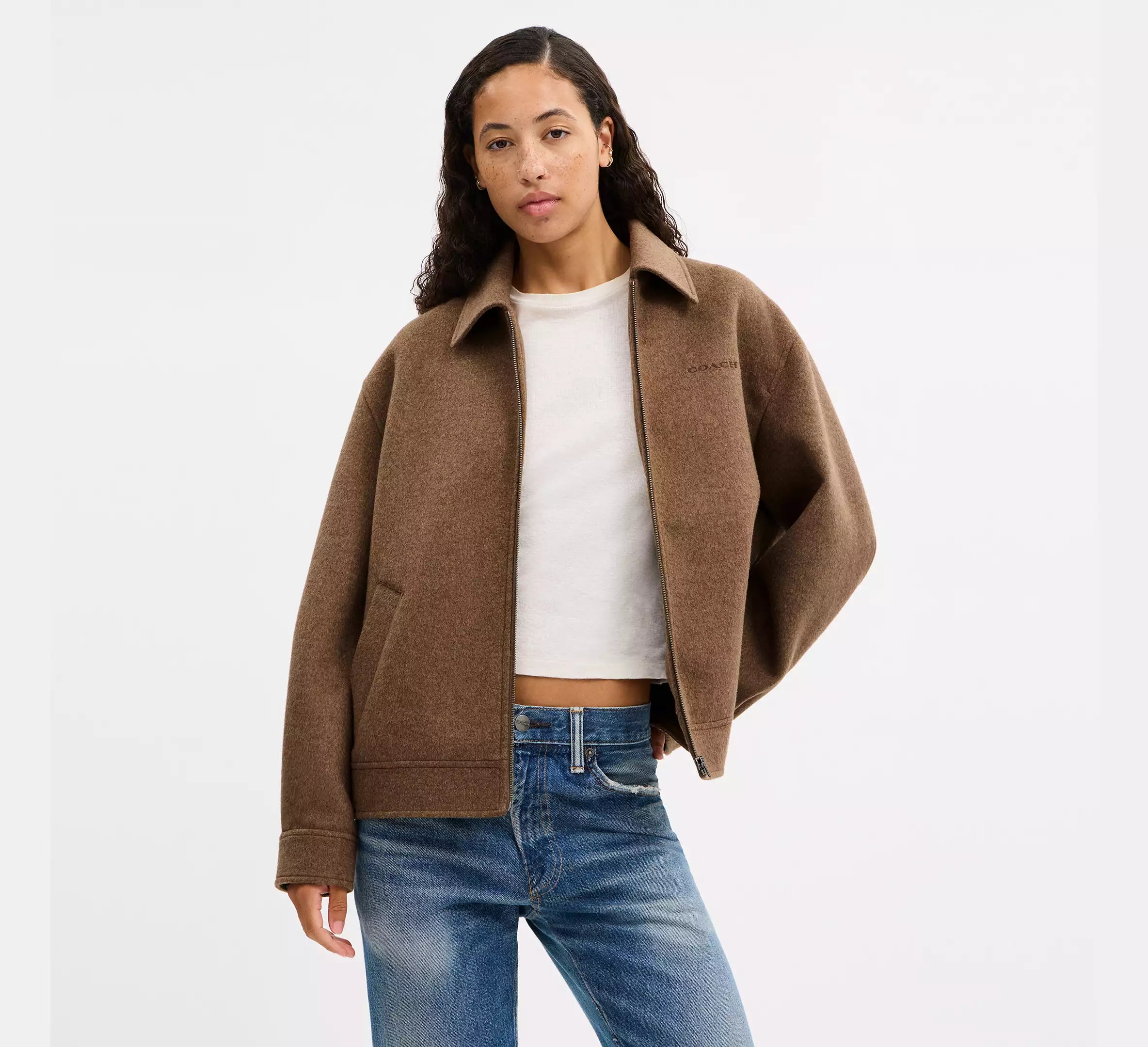 Coach Zip Front Wool Jacket - Teddy Bear