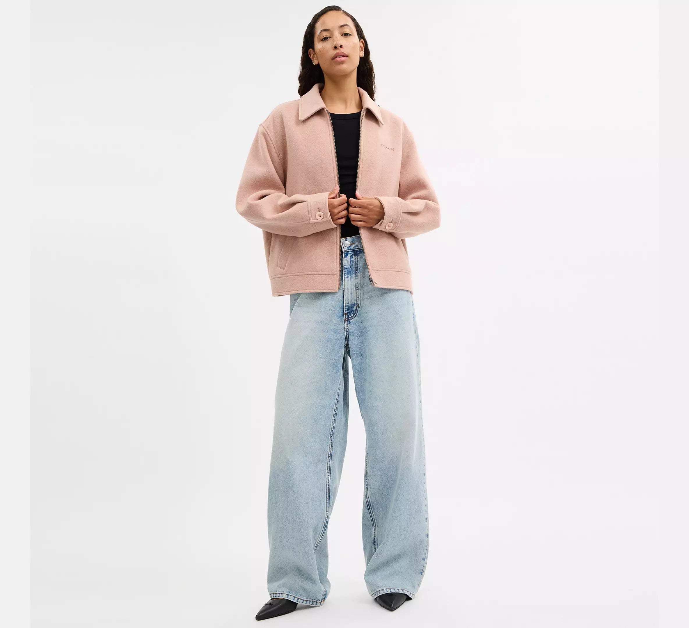 Coach Zip Front Wool Jacket - Blush