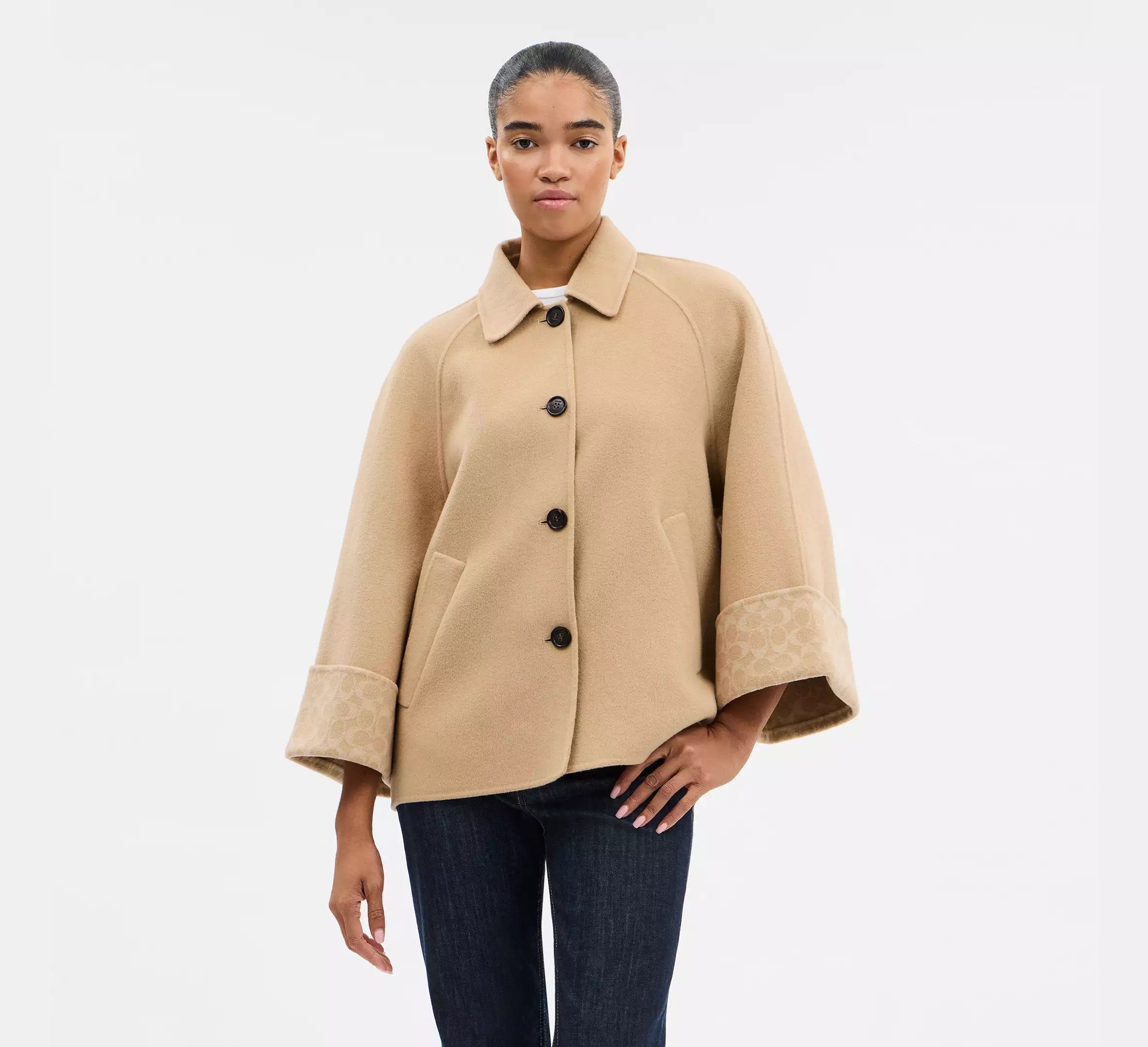 Coach Wool Swing Coat - Almond