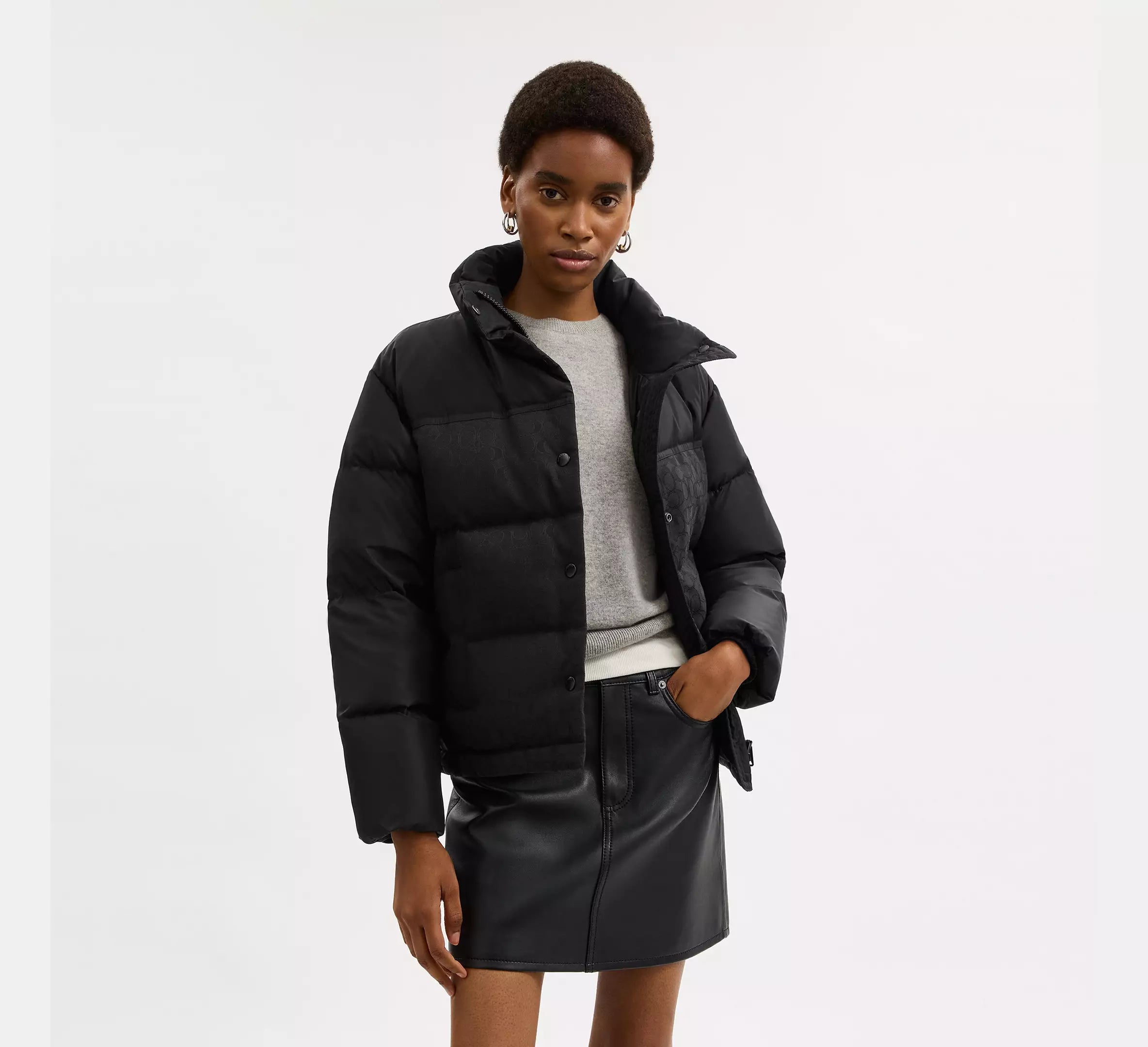 Coach Signature Down Jacket -  Black