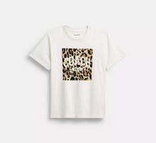 Coach Leopard Signature Square Classic T-Shirt In Organic Cotton  -  White
