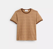 Coach Signature Ringer T-Shirt In Organic  -  Tan Signature