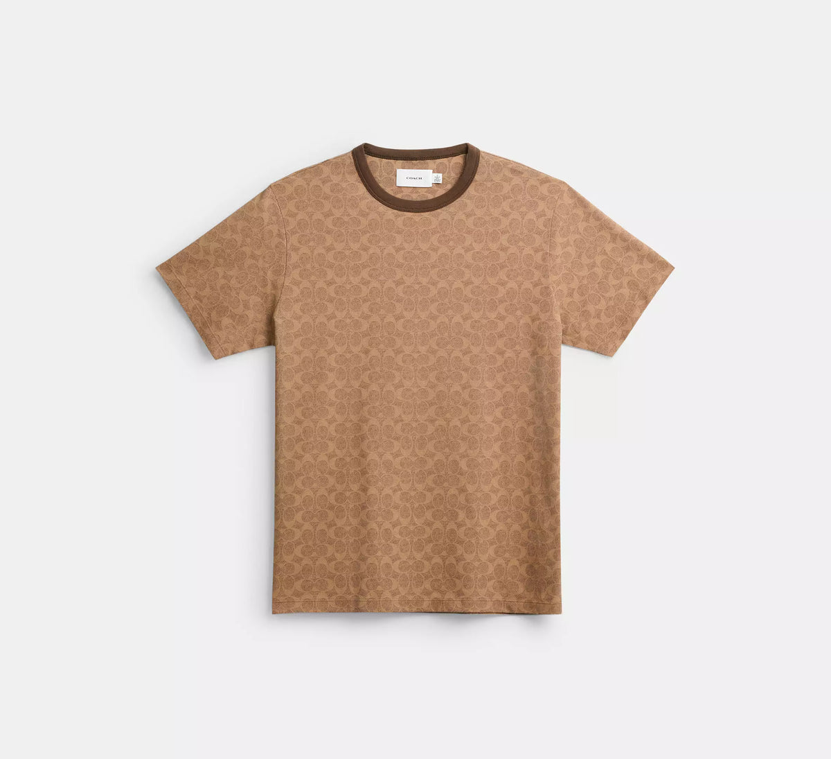 Coach Men Signature T-Shirt In Organic Cotton  -  Tan Signature