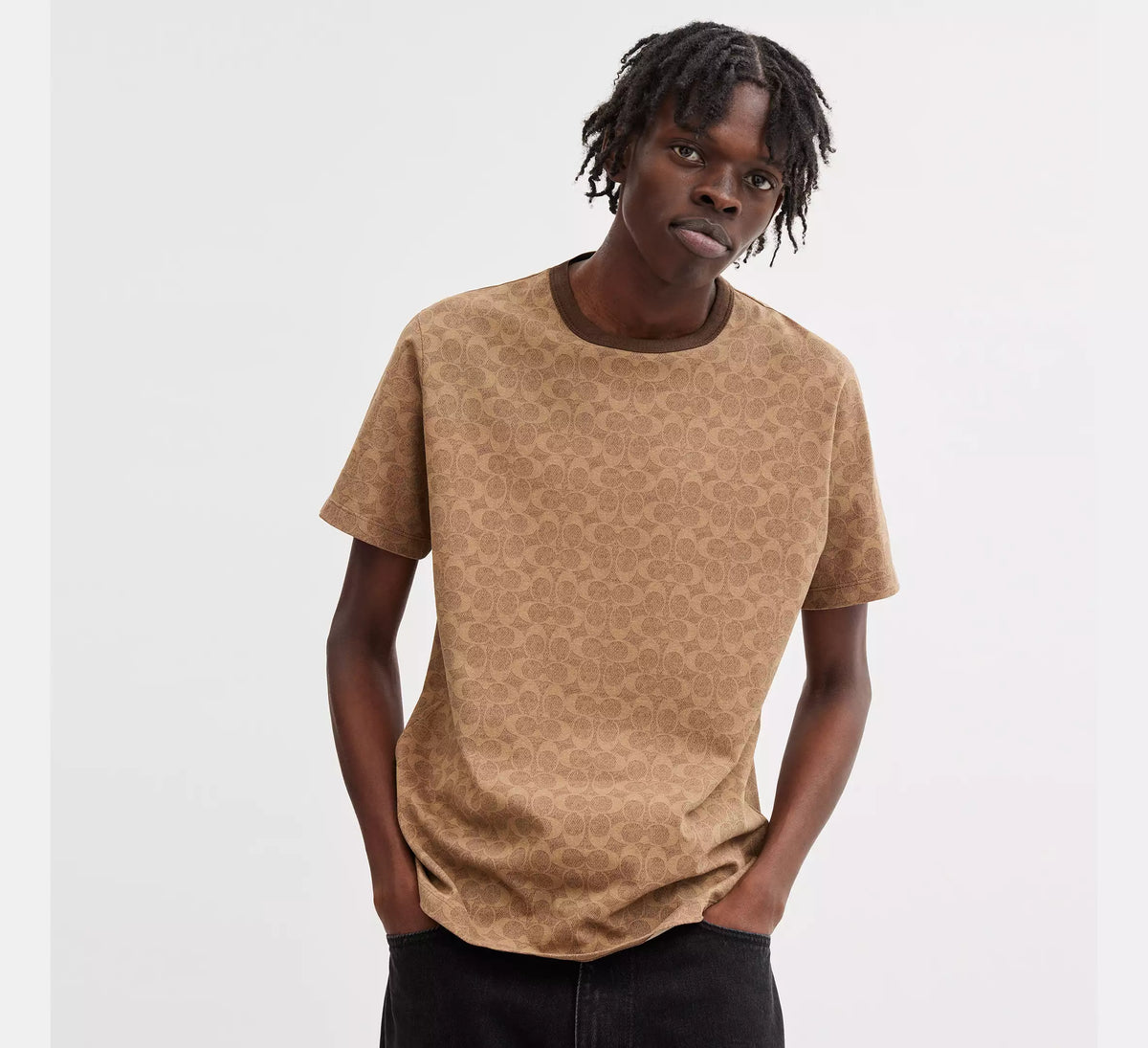 Coach Men Signature T-Shirt In Organic Cotton  -  Tan Signature