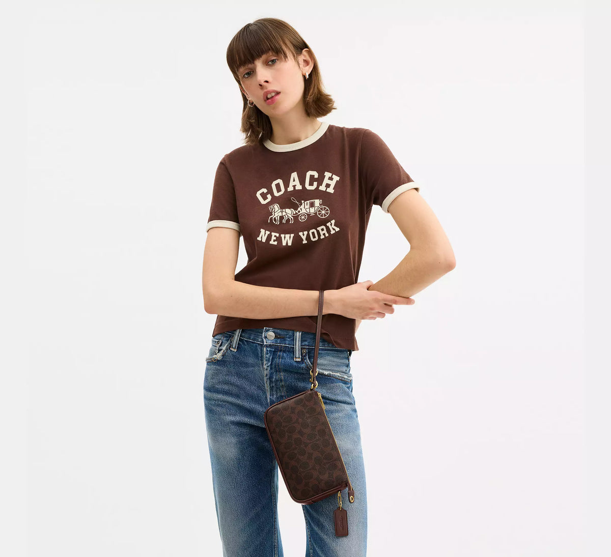 Coach Plaza Bag In Signature - Brass/Maple