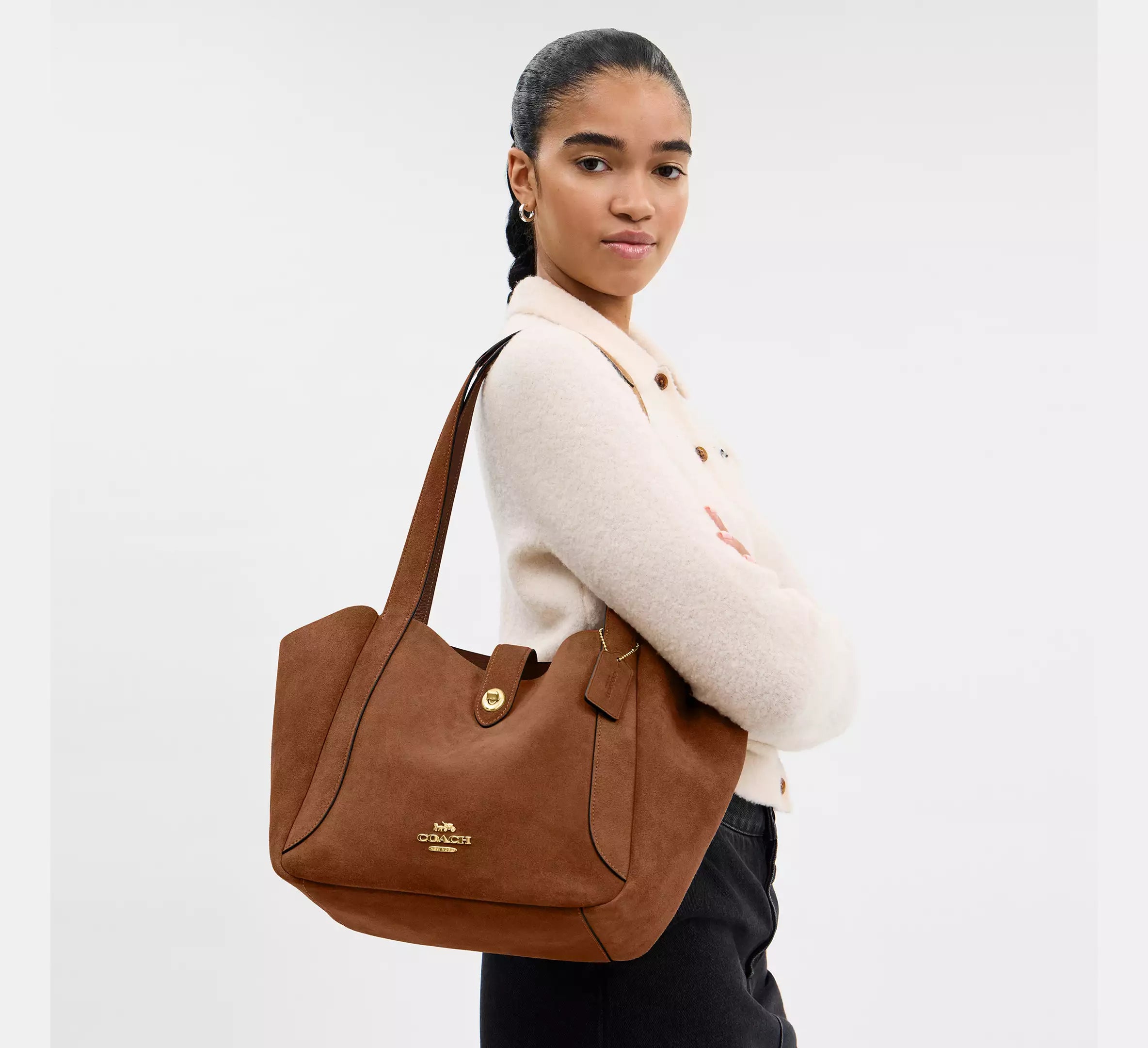 Coach Hadley Turnlock Tote Bag - Gold/Sienna – Kanadadan Kapına