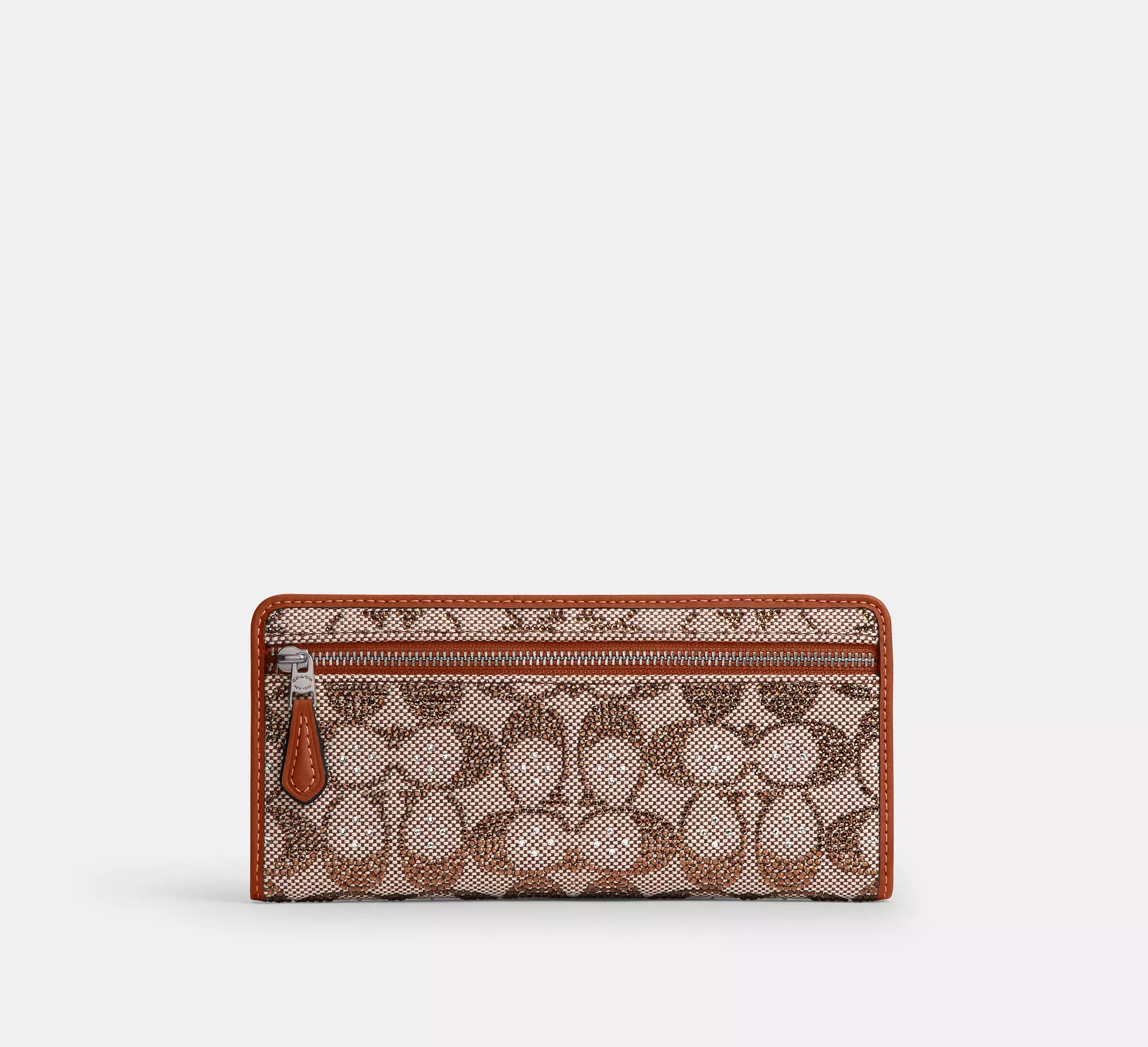 Coach Essential Slim Wallet In Crystal Signature Jacquard  - Silver/Burnished Amber