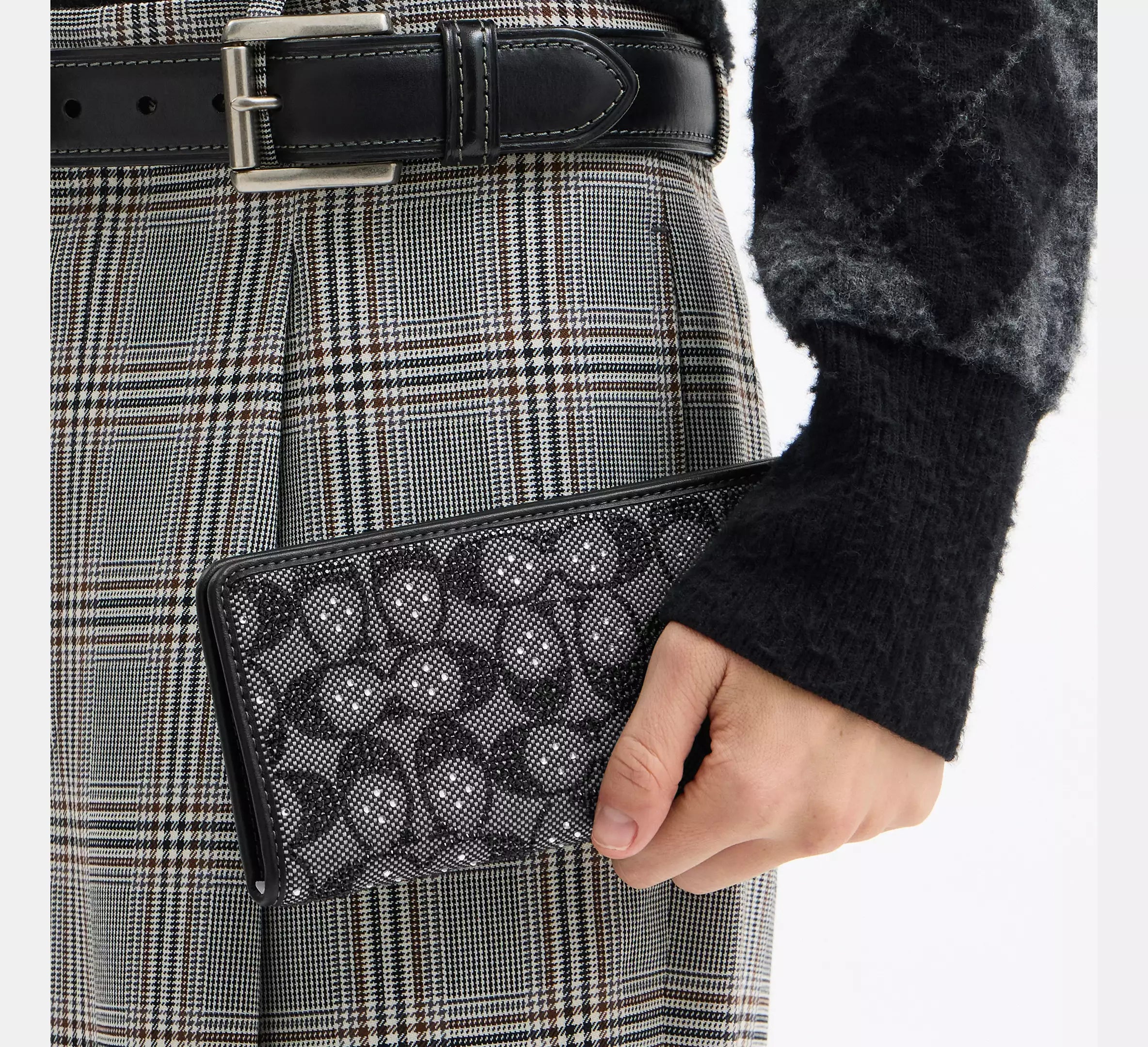 Coach Essential Slim Wallet In Crystal Signature Jacquard - Silver