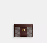 Coach Essential Card Case In Signature Jacquard  - Brass/Oak Maple