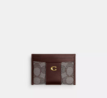 Coach Essential Card Case In Signature Jacquard  - Brass/Oak Maple