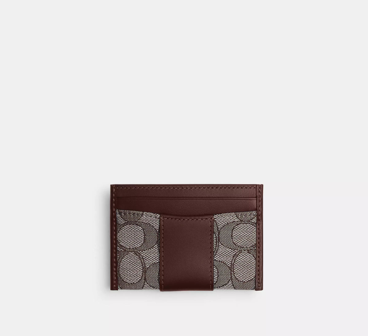 Coach Essential Card Case In Signature Jacquard  - Brass/Oak Maple