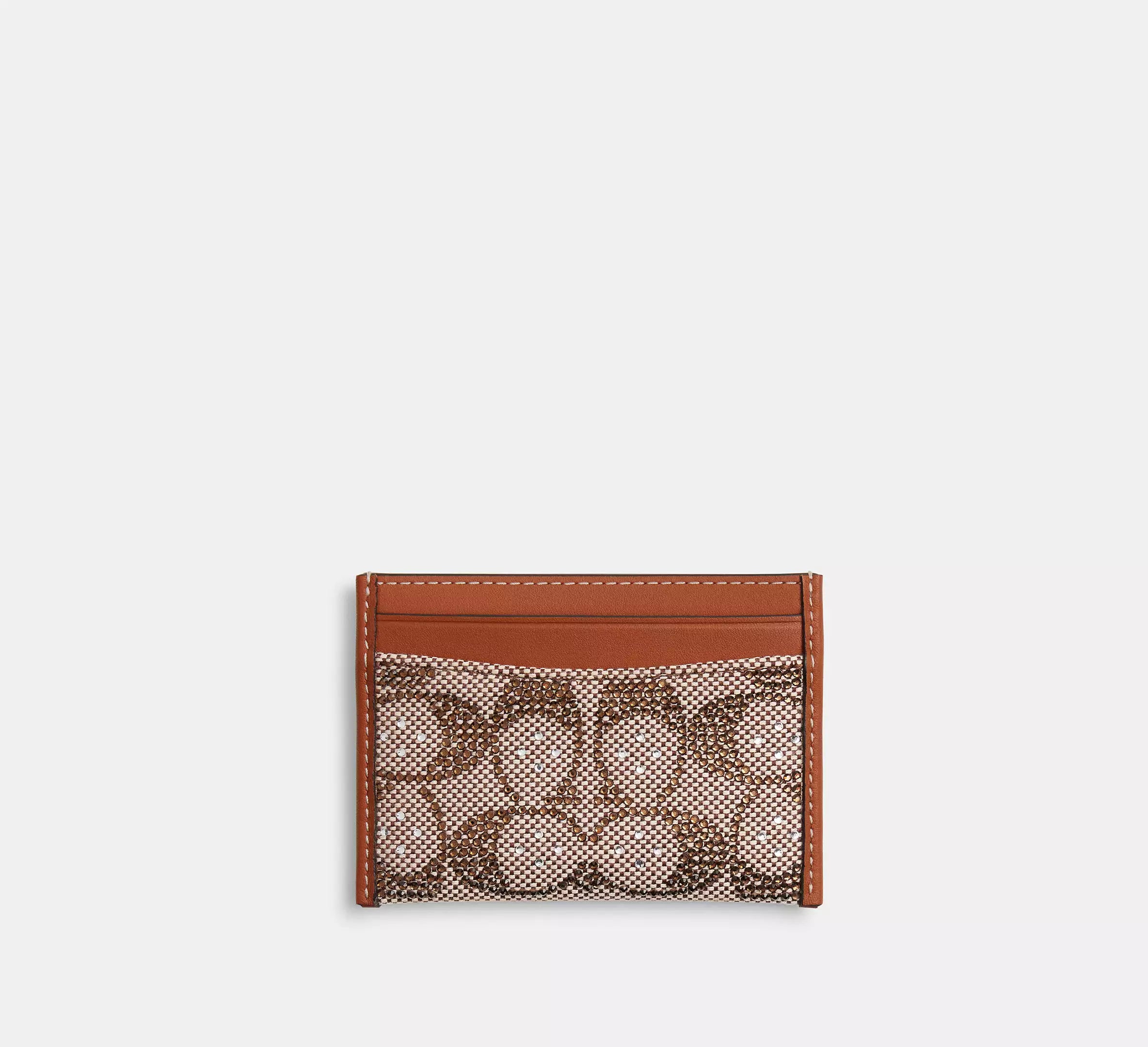 Coach Essential Card Case In Crystal Signature Jacquard  - Silver/Burnished Amber