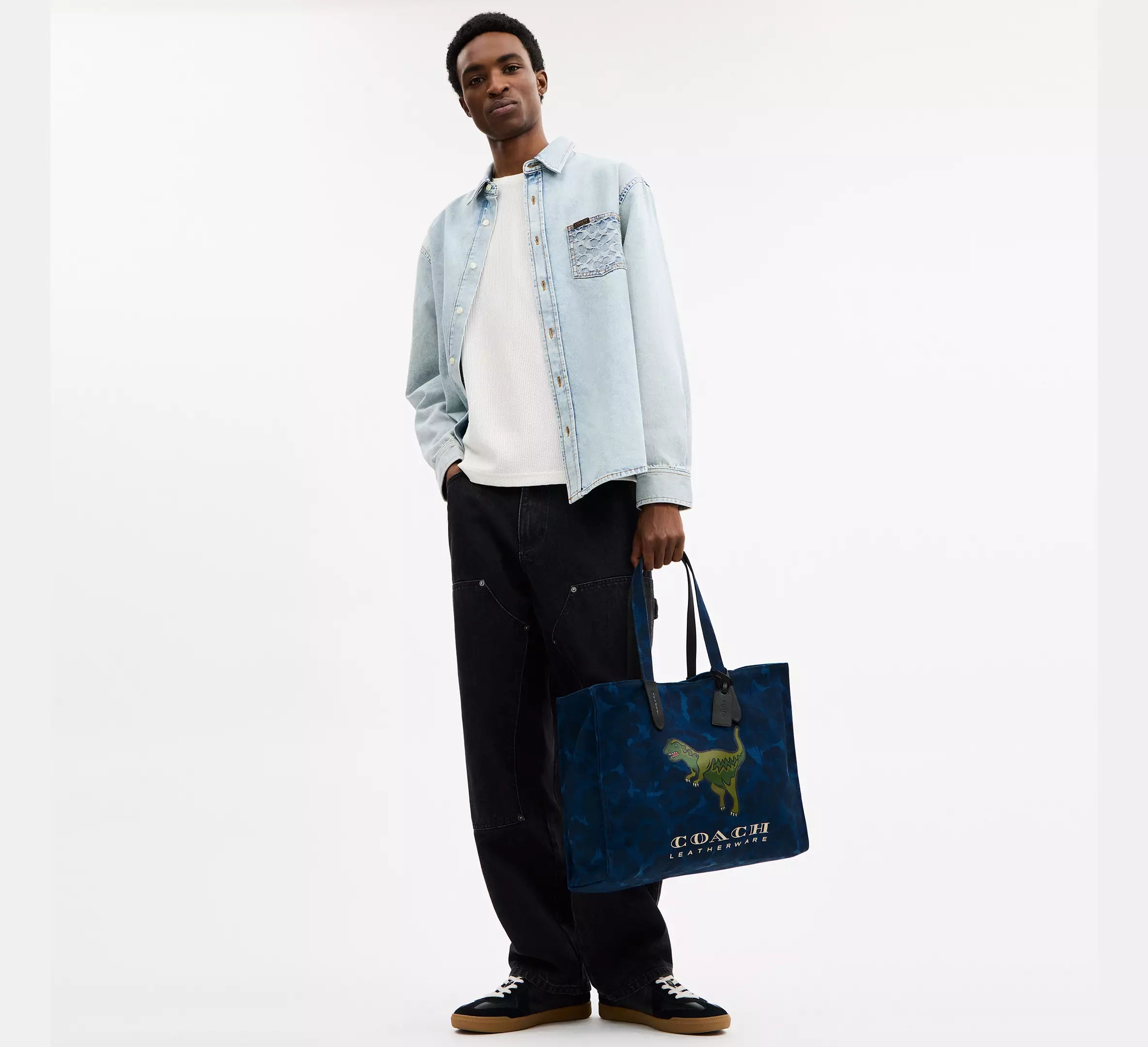 Coach Tote With Camo Print And Rexy  -  Deep Blue Multi