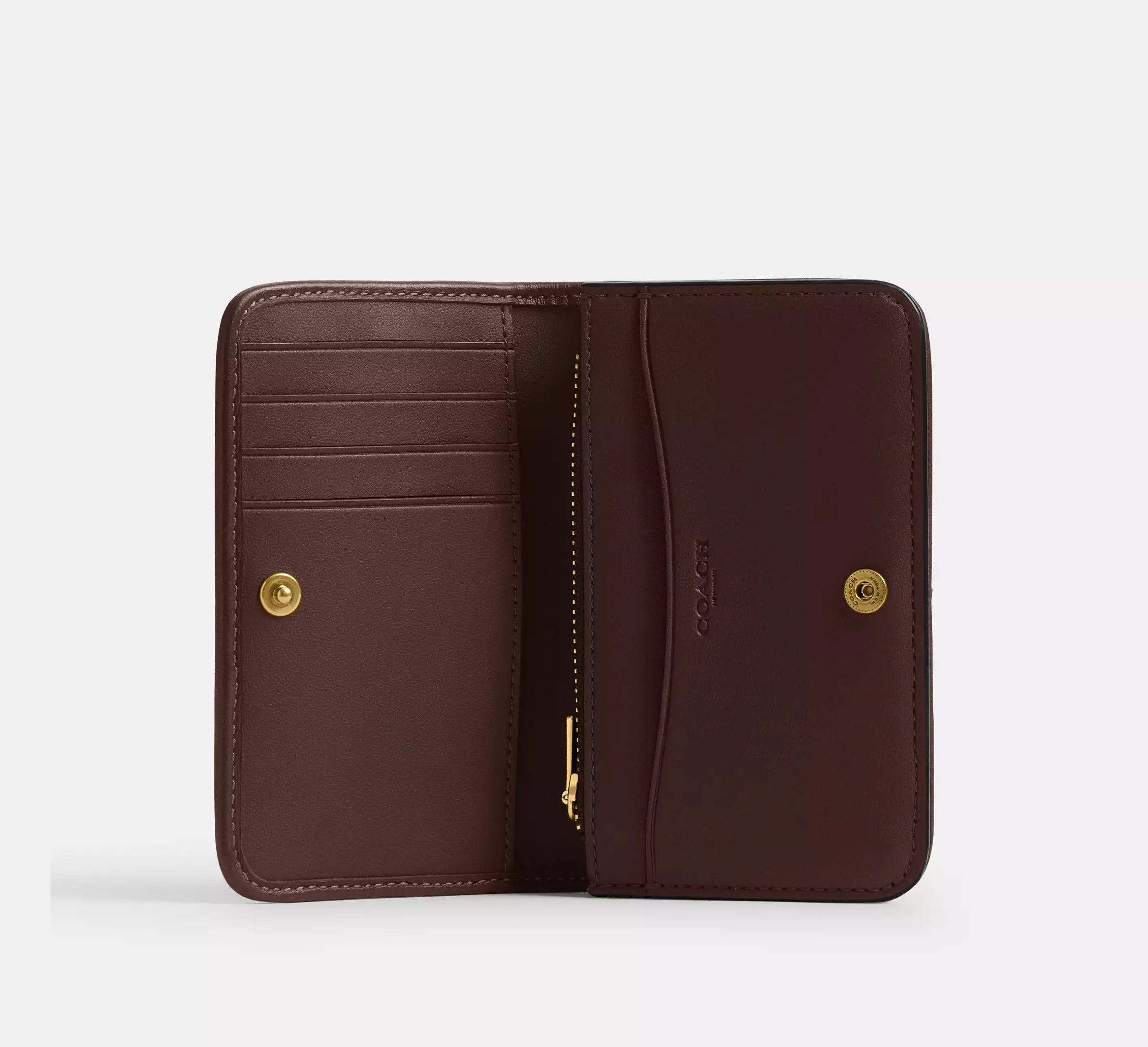 Coach Essential Slim Card Case In Signature Jacquard  - Brass/Oak Maple