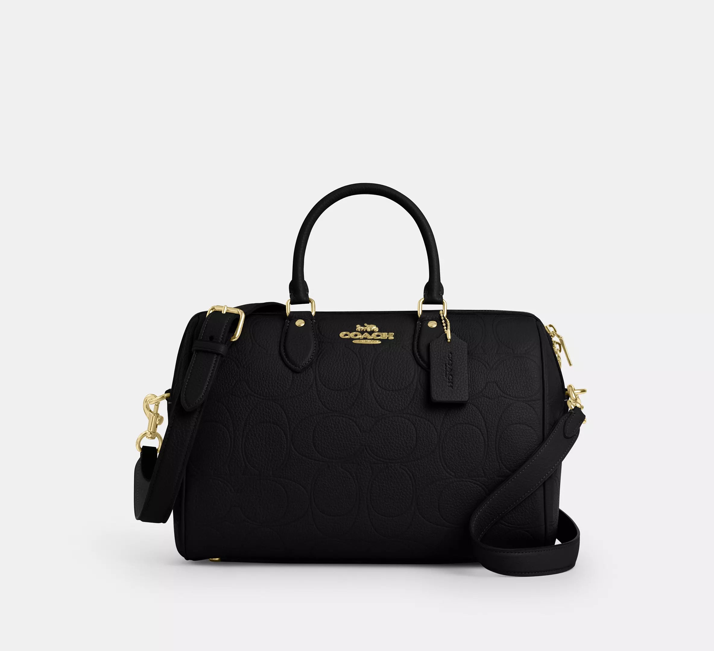 Coach Rowan Large Satchel Bag In Signature Leather - Gold/Black ...
