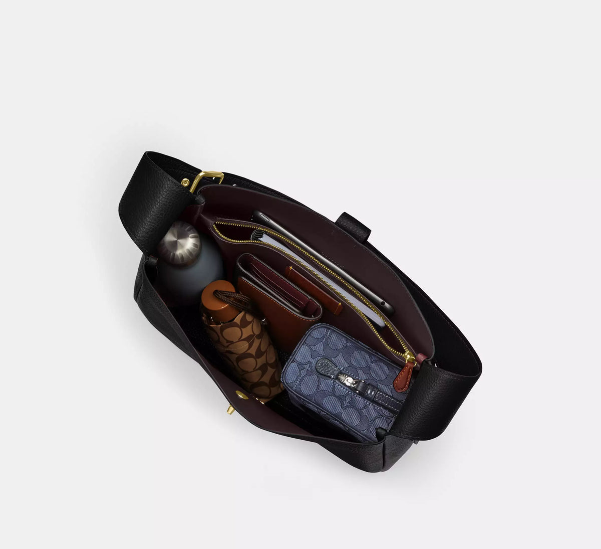 Coach Hadley Large Shoulder Bag - Gold/Black - Hemen Teslimde