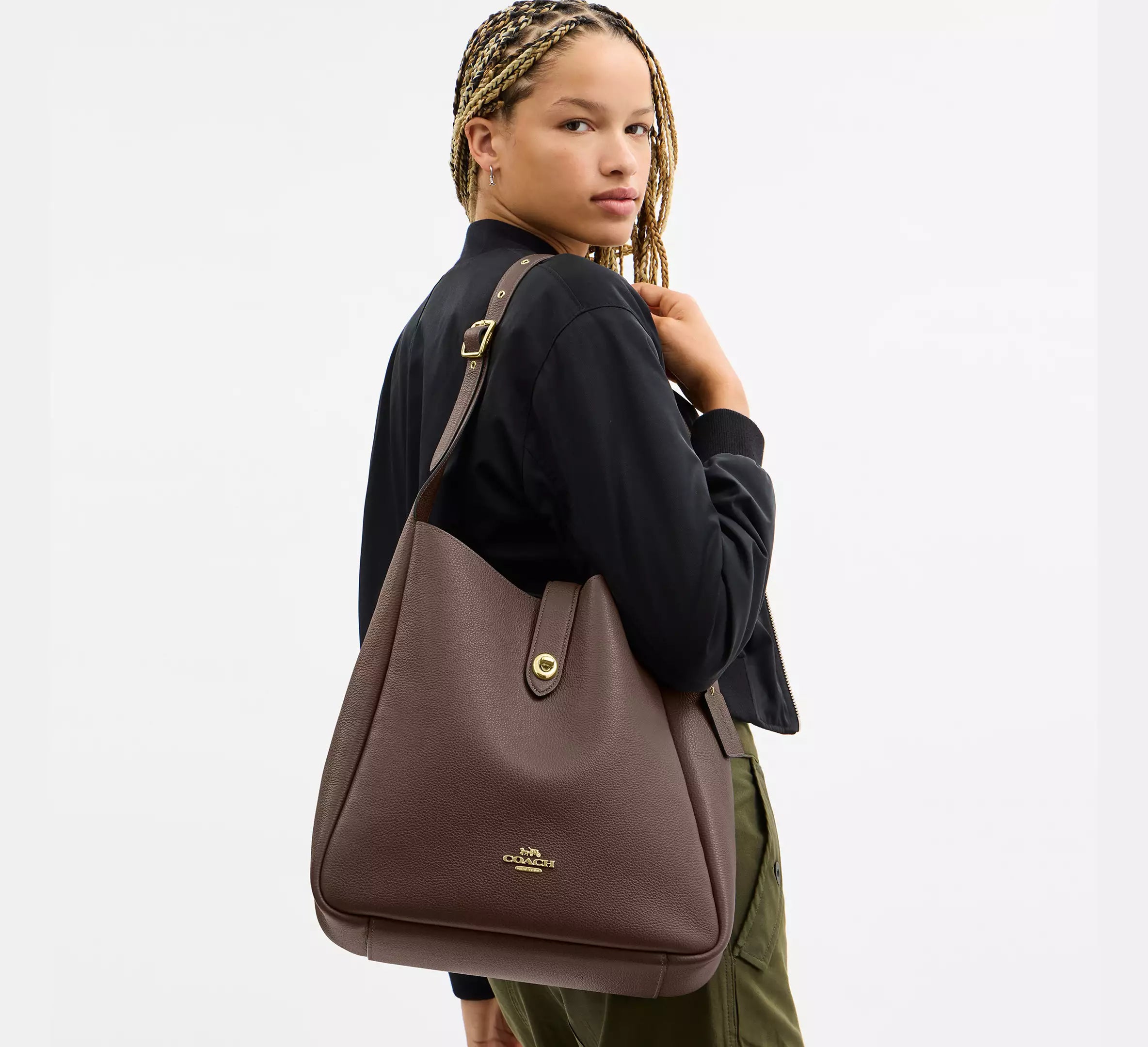 Coach Hadley Large Shoulder Bag - Gold/Dark Stone