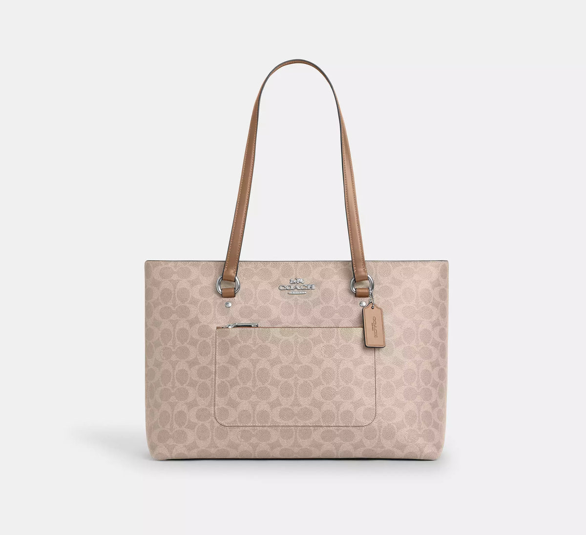 Coach Station Tote Bag In Signature - Silver/Sand/Taupe