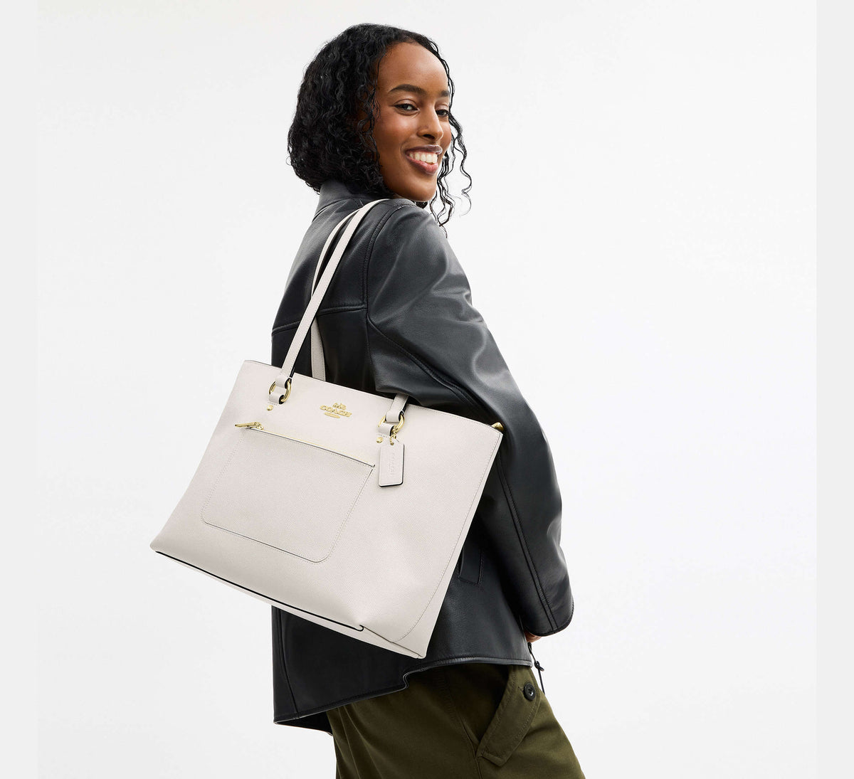 Coach Station Tote Bag-Gold/Chalk