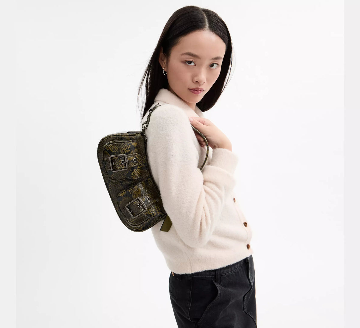 Coach Ashton Bag With Snake Print - Gunmetal/Olive Multi - Hemen Teslimde