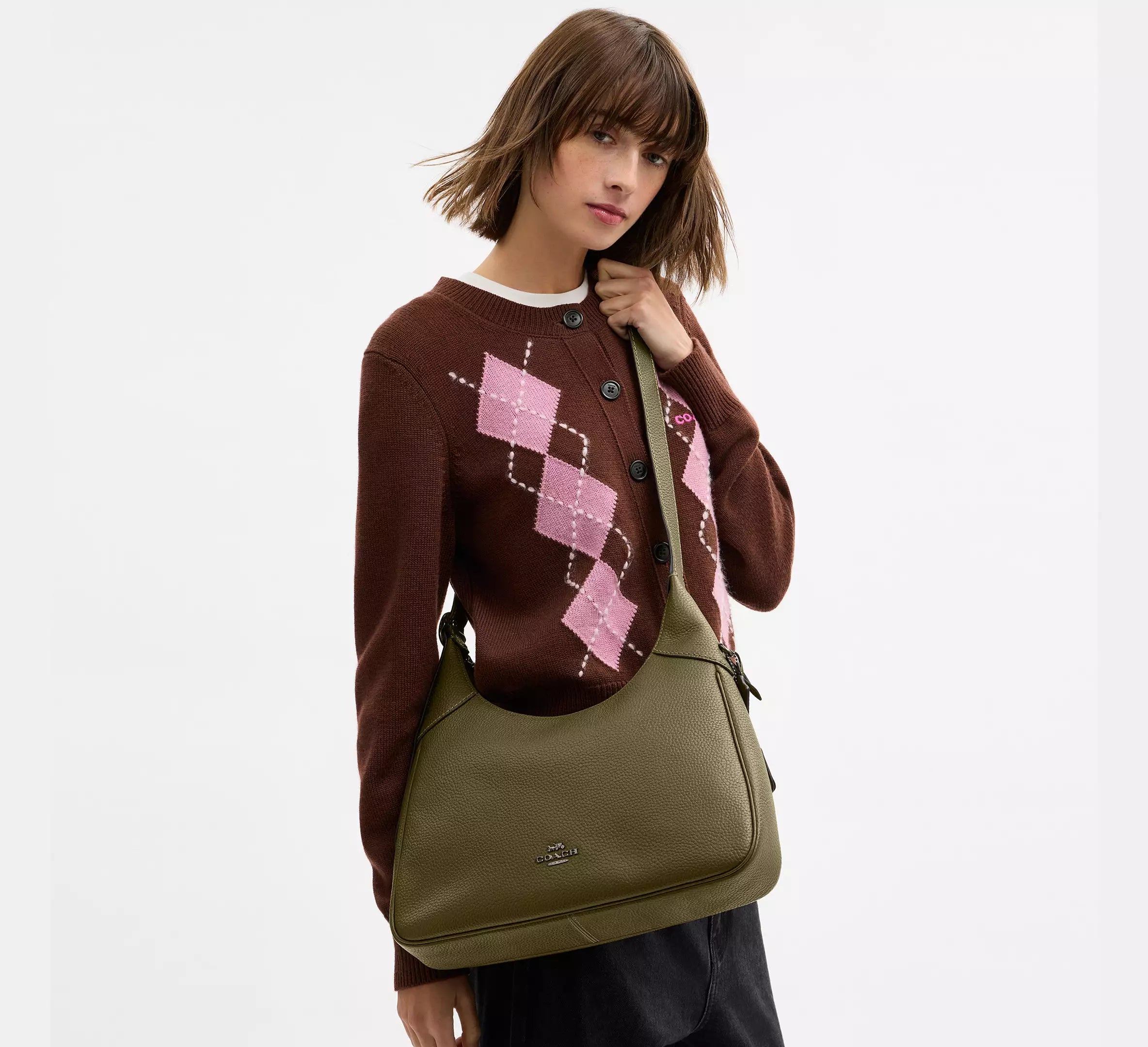 Coach Ella Shoulder Bag - Gunmetal/Olive