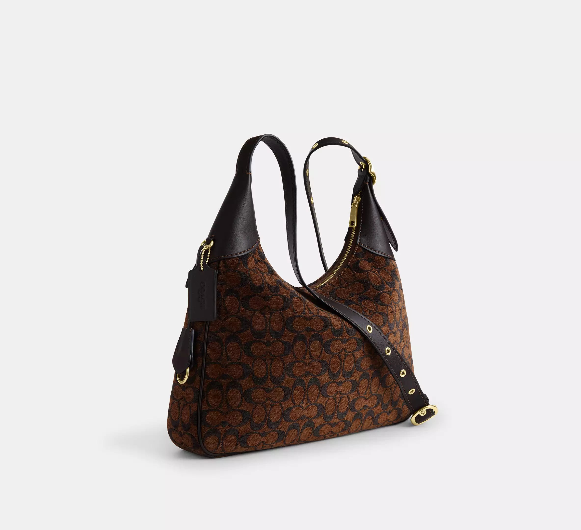 Coach Ella Shoulder Bag In Signature Chenille - Gold/Truffle