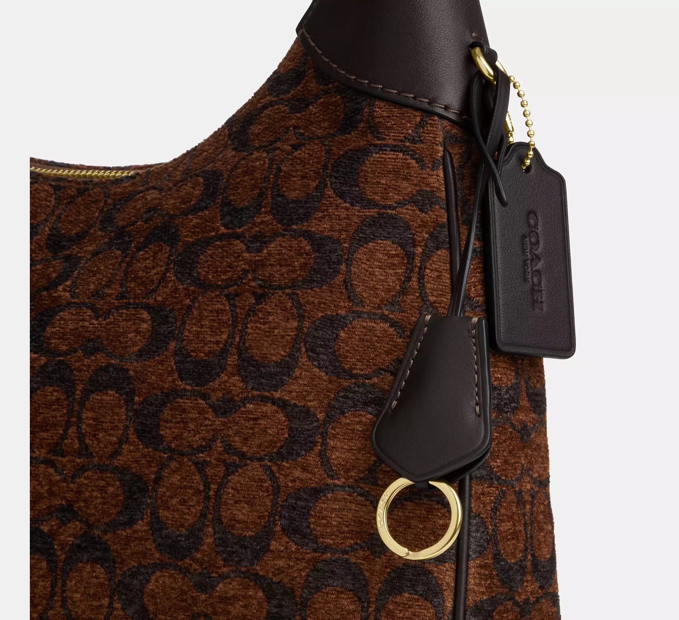 Coach Ella Shoulder Bag In Signature Chenille - Gold/Truffle
