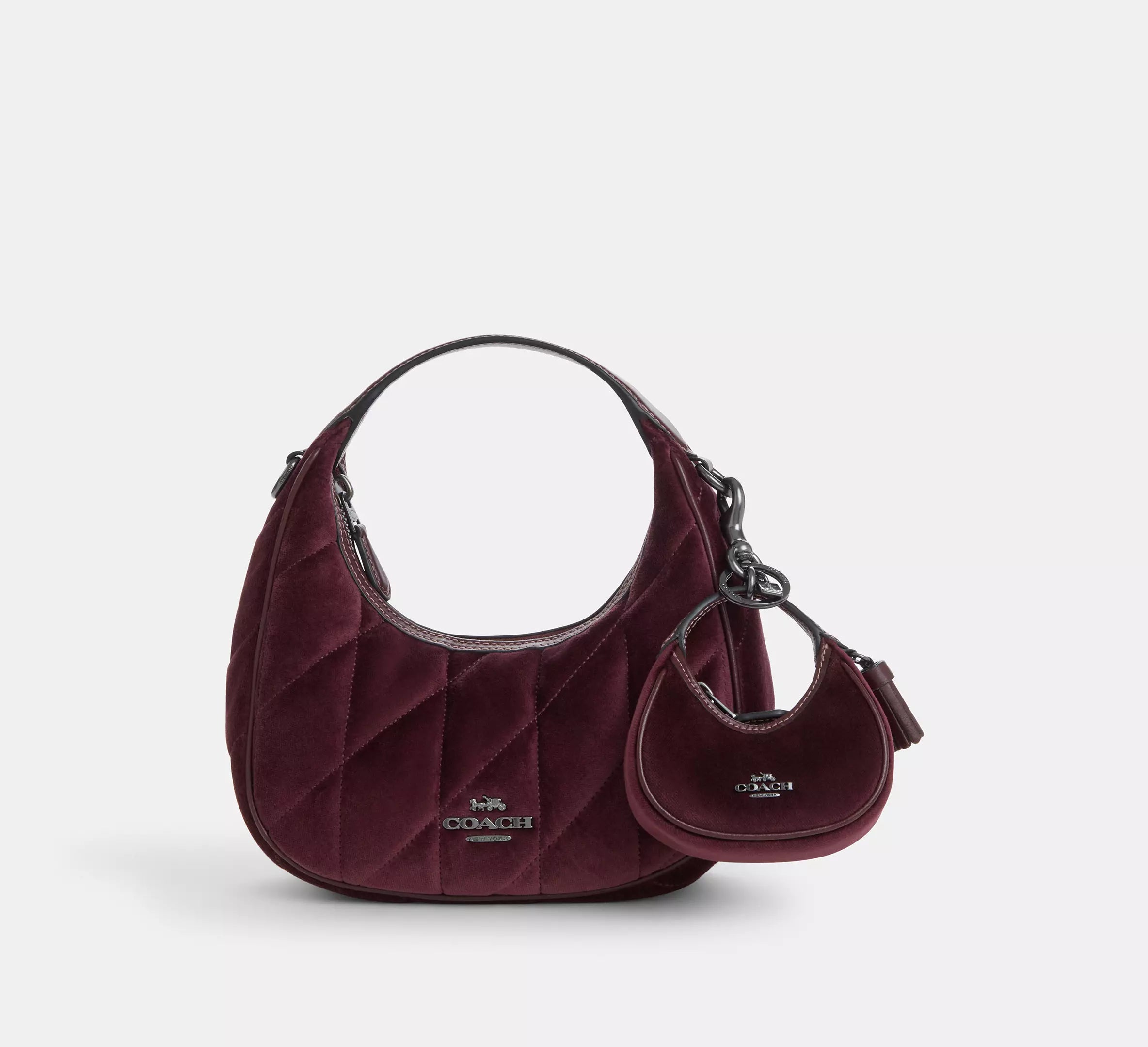 Coach Carmen Bag Charm - Gunmetal/Burgundy