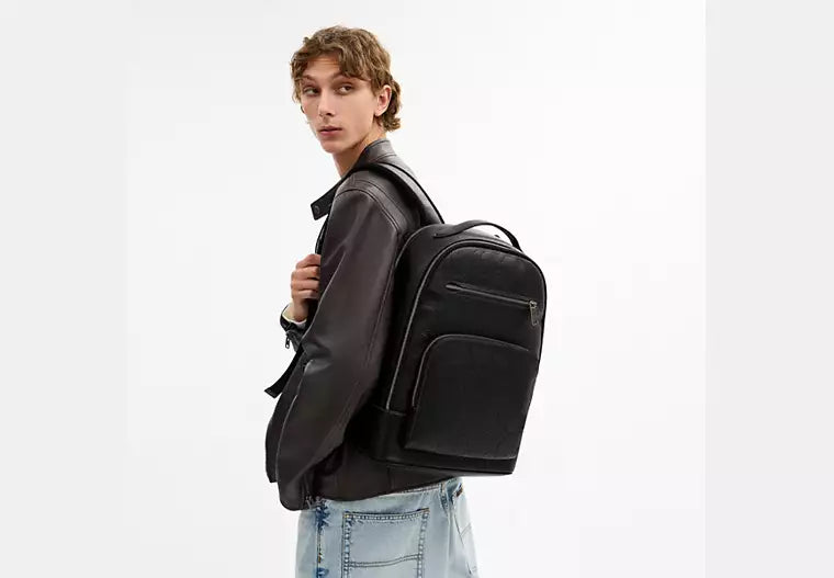 Coach Ethan Backpack In Signature Leather   -  Gunmetal/Black