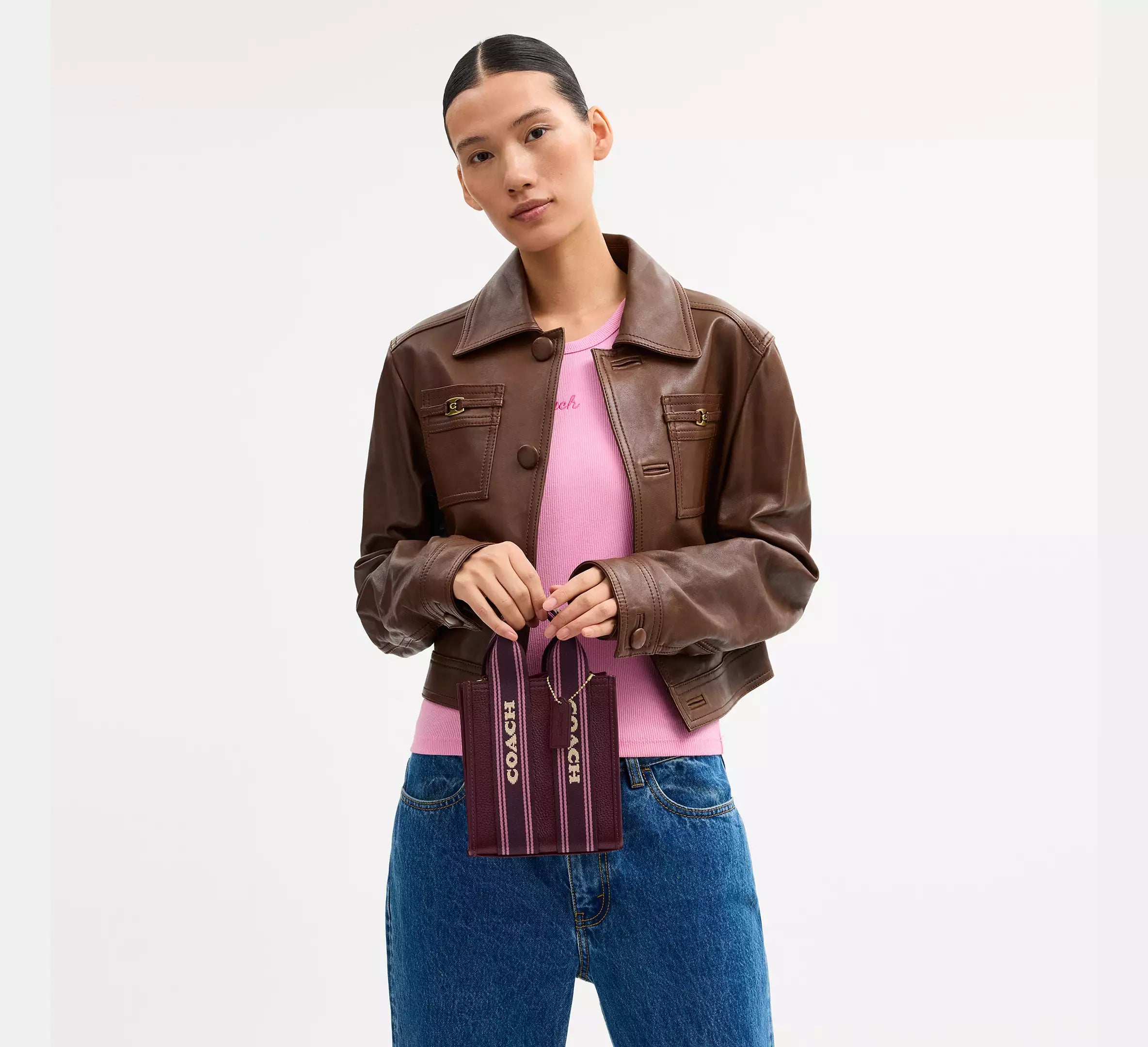 Coach Smith Mini Tote Bag - Gold/Dark Wine