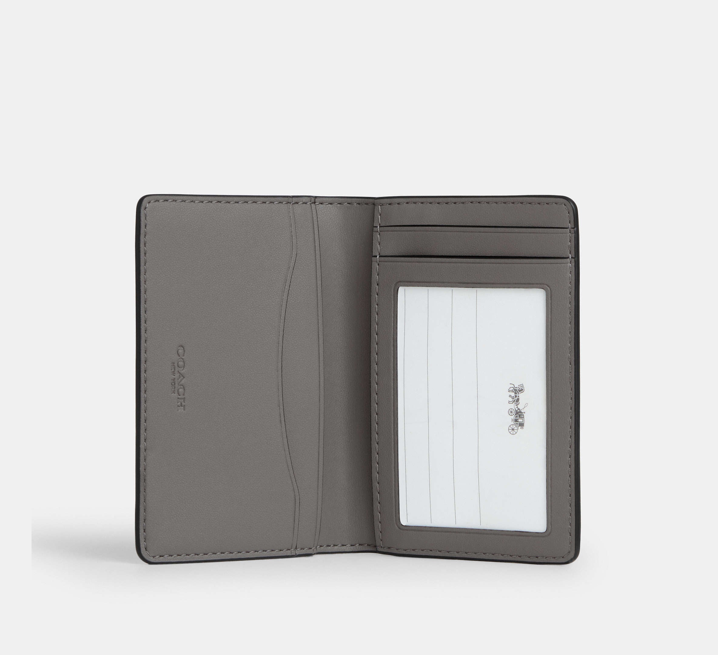 Coach Id Card Wallet In Signature Canvas With Patches - Grey Multi.