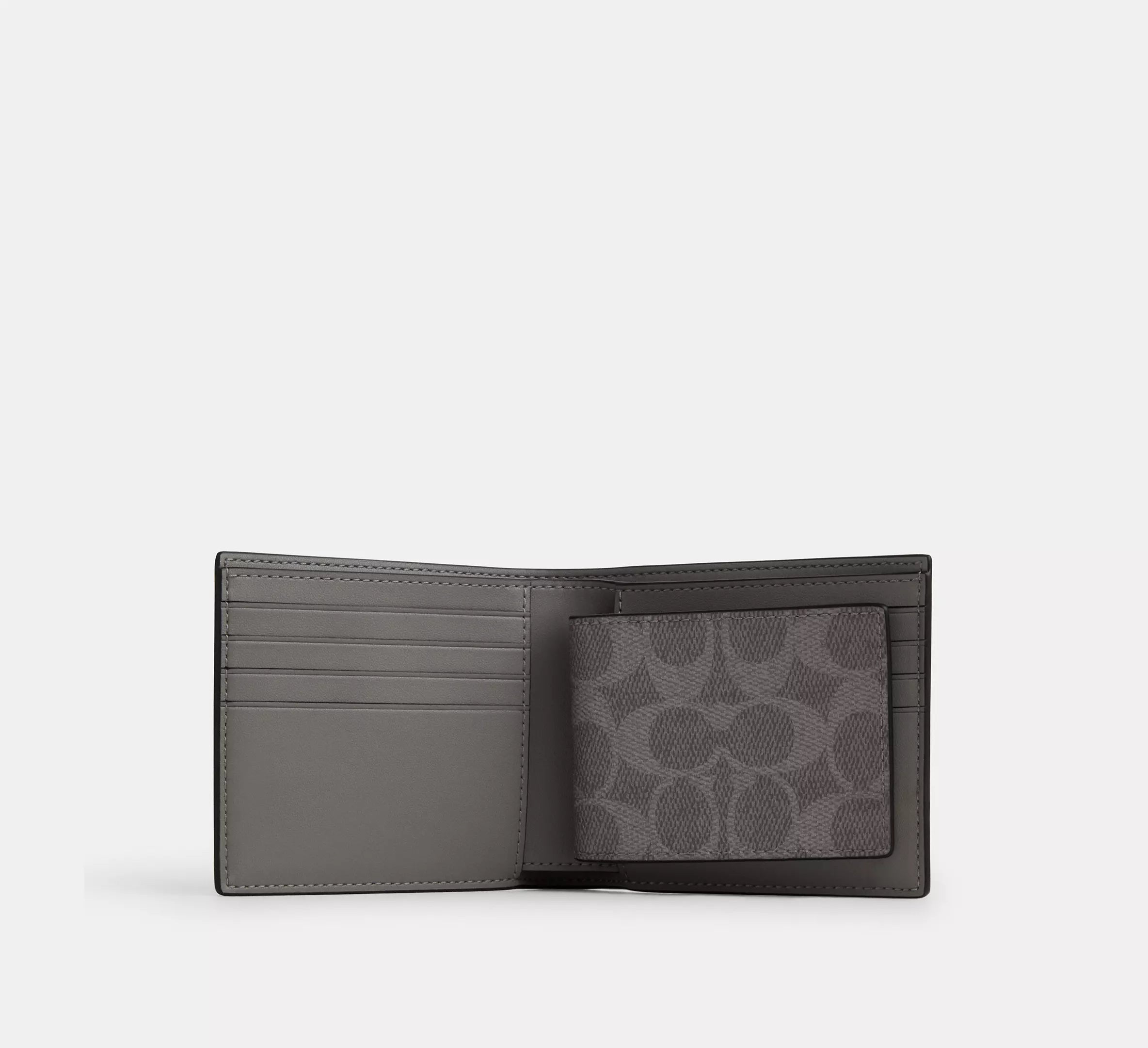 Coach 3-In-1 Wallet In Signature With Patches - Grey Multi.