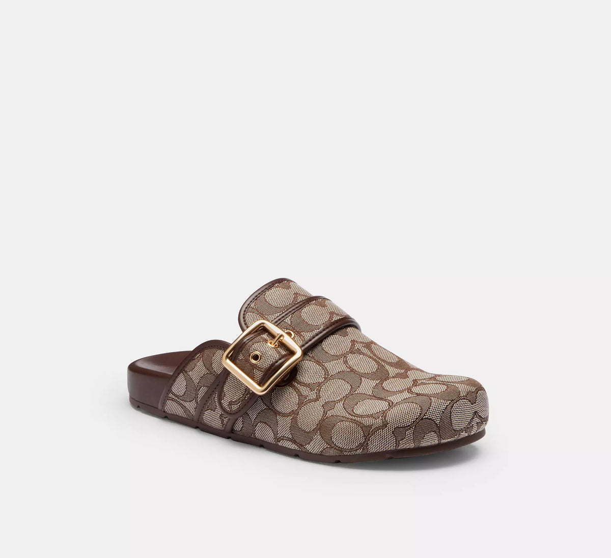 Coach Archival Buckle Clog In Signature Jacquard  -   Oak/Maple