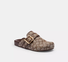 Coach Archival Buckle Clog In Signature Jacquard  -   Oak/Maple