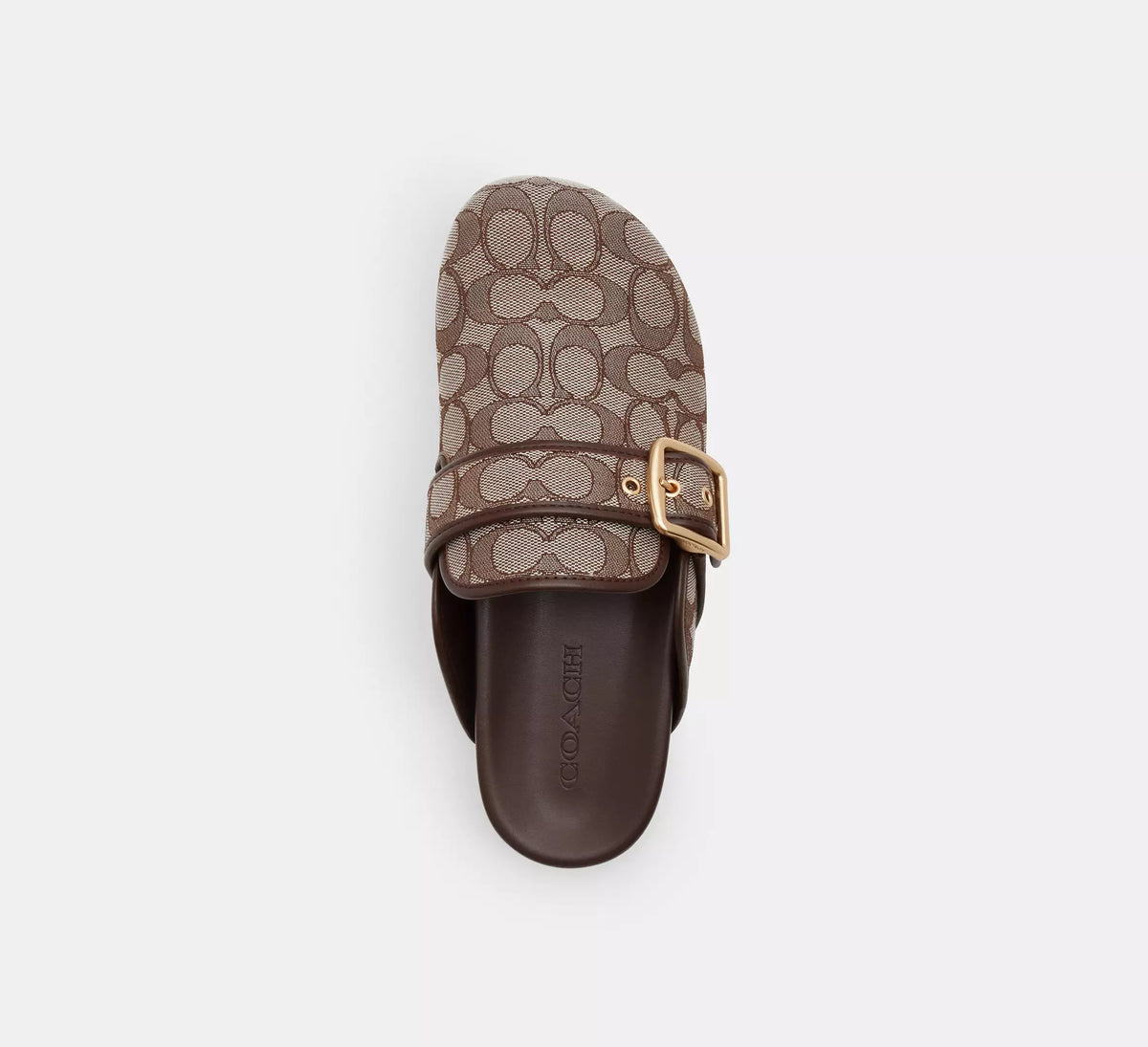 Coach Archival Buckle Clog In Signature Jacquard  -   Oak/Maple