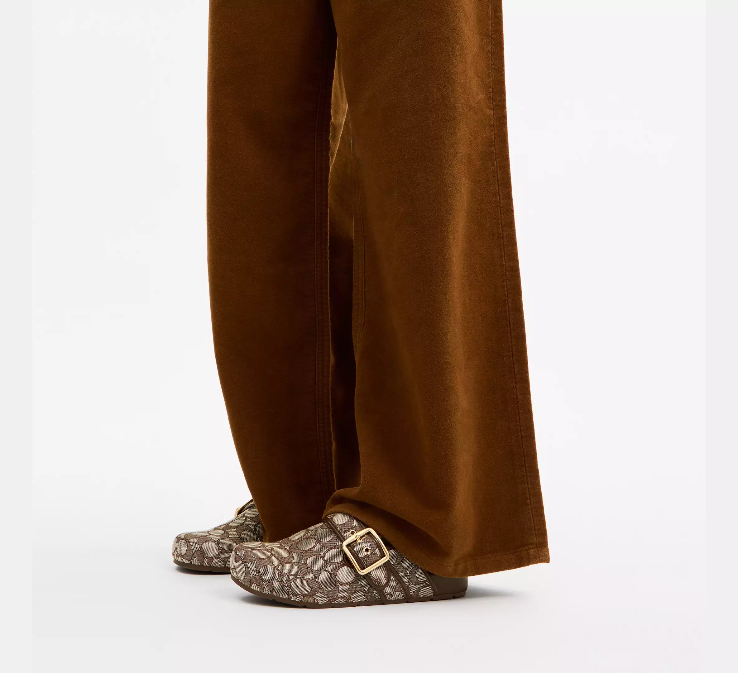 Coach Archival Buckle Clog In Signature Jacquard  -   Oak/Maple
