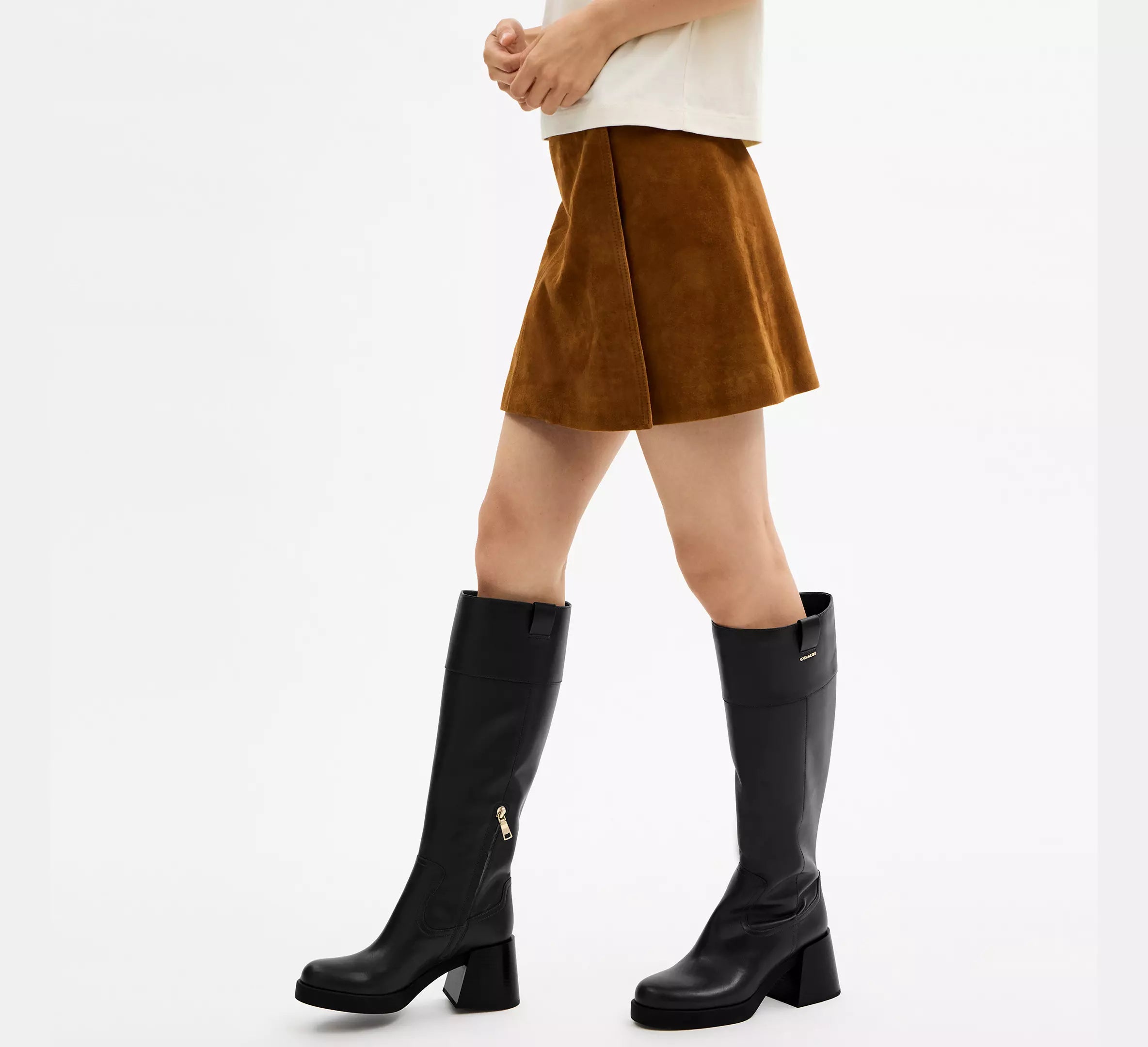 Coach Block Heel Tall Boot - Black