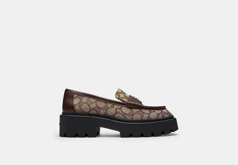Coach Lucy Loafer In Signature Jacquard-Oak/Maple