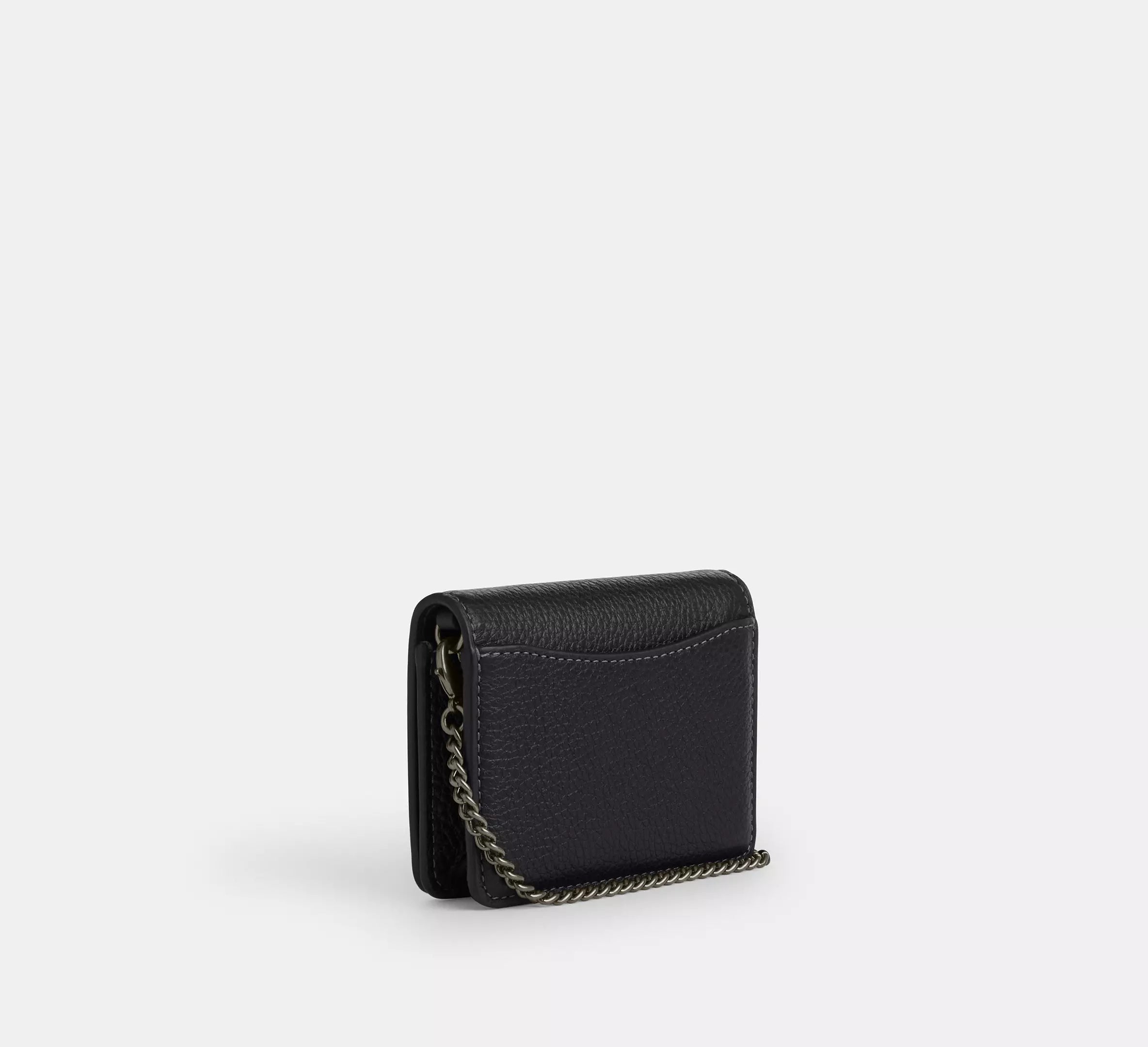 Coach Mini Wallet On A Chain With Rivets - Gunmetal/Black Multi