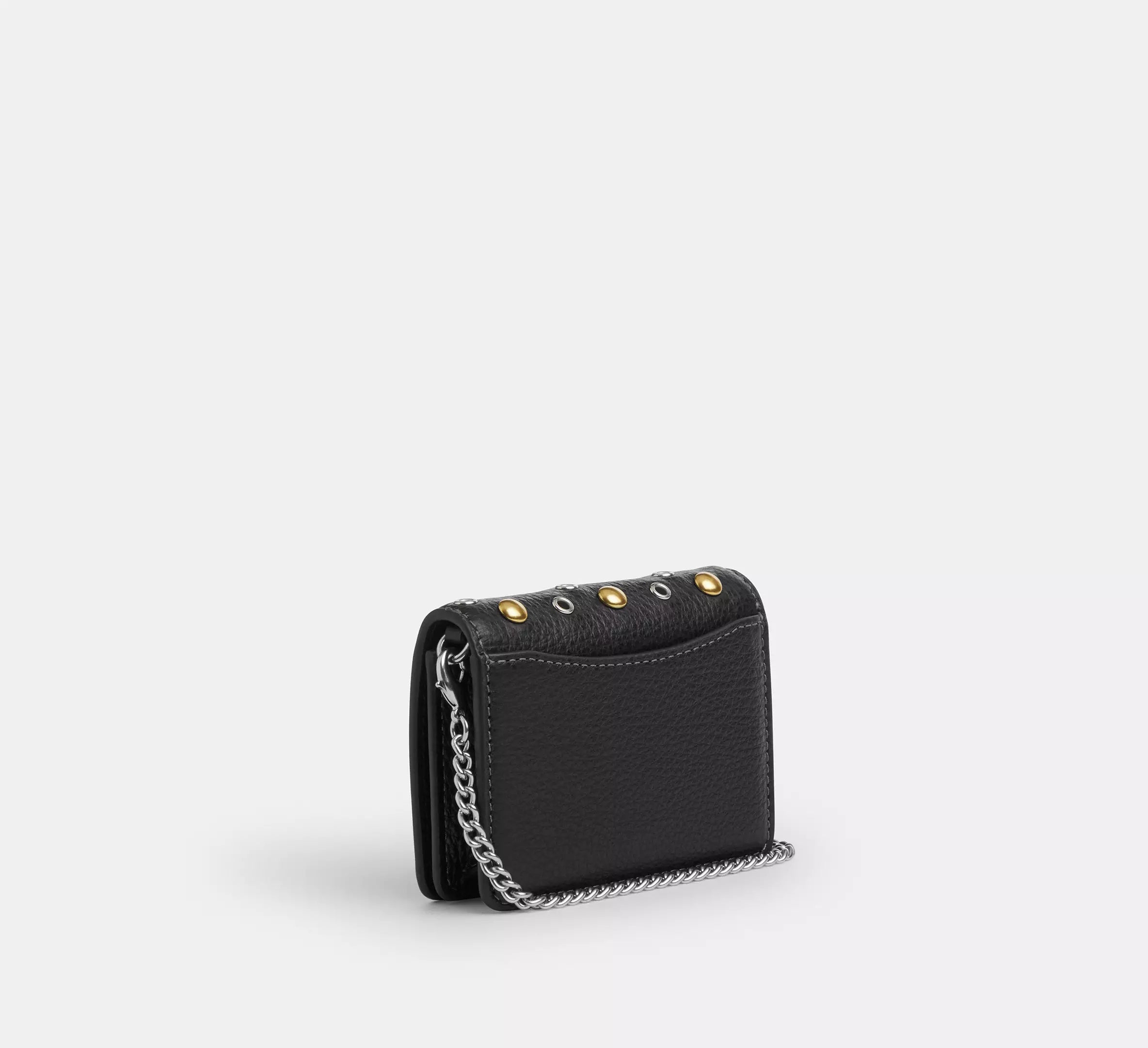Coach Mini Wallet On A Chain With Rivets - Silver