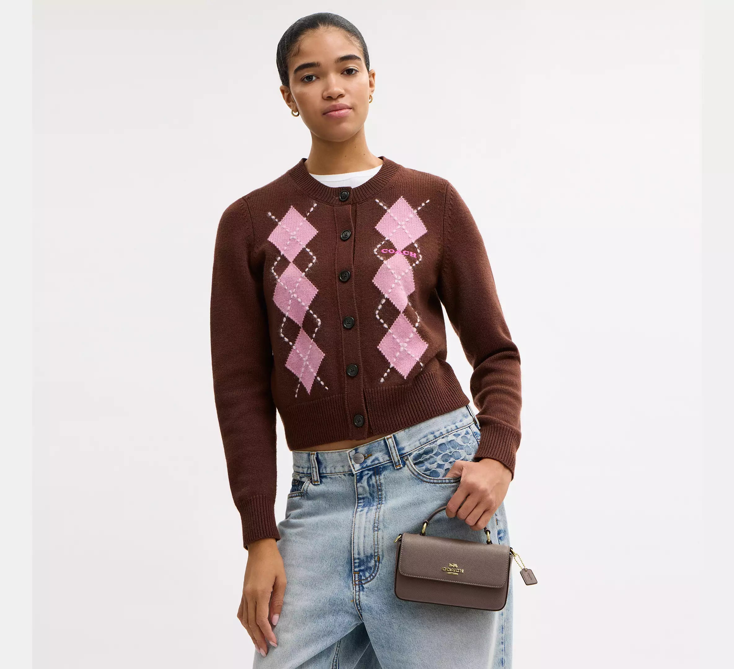 Coach  Mini Josie Top Handle Bag  - Gold/Dark Stone