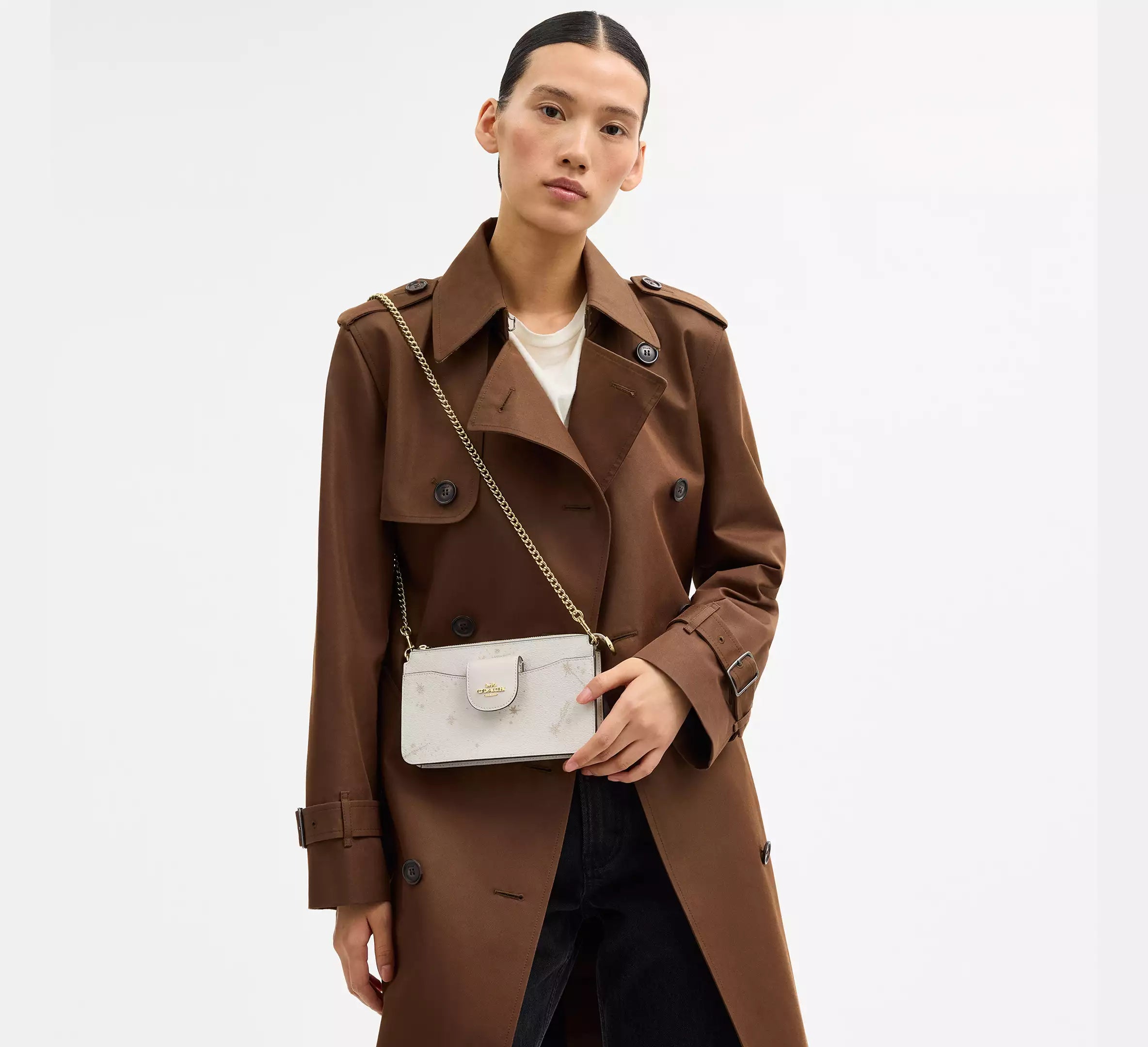 Coach Poppy Crossbody Bag With Star Print - Gold/Chalk Multi