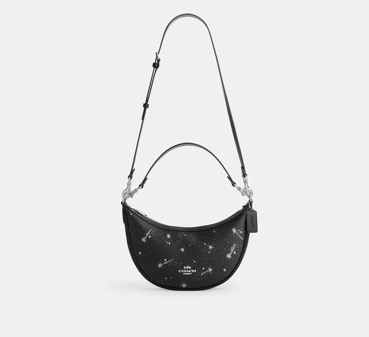 Coach Aria Shoulder Bag With Star Print   - Silver/Black Multi - Hemen Teslimde
