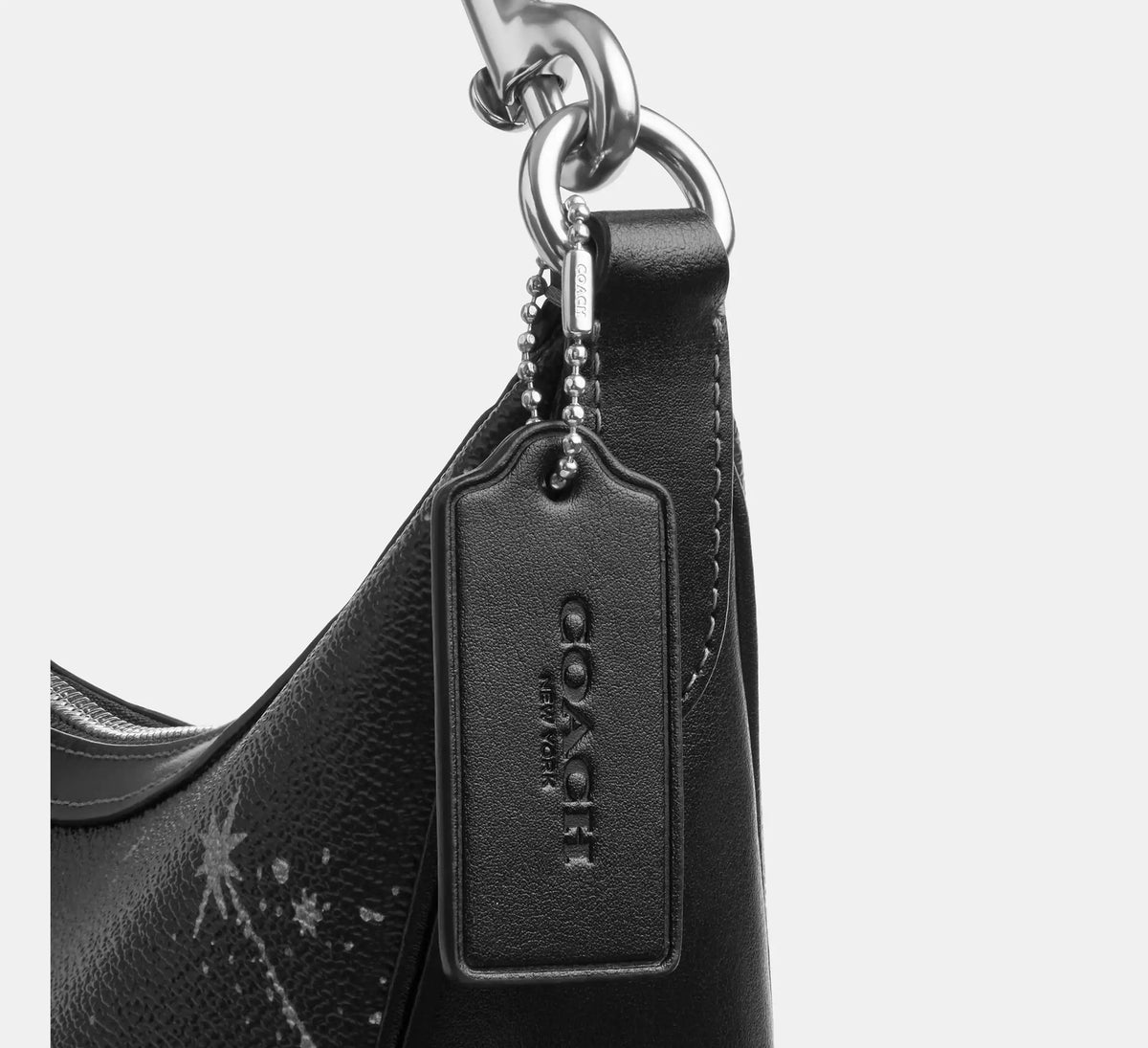 Coach Aria Shoulder Bag With Star Print   - Silver/Black Multi - Hemen Teslimde