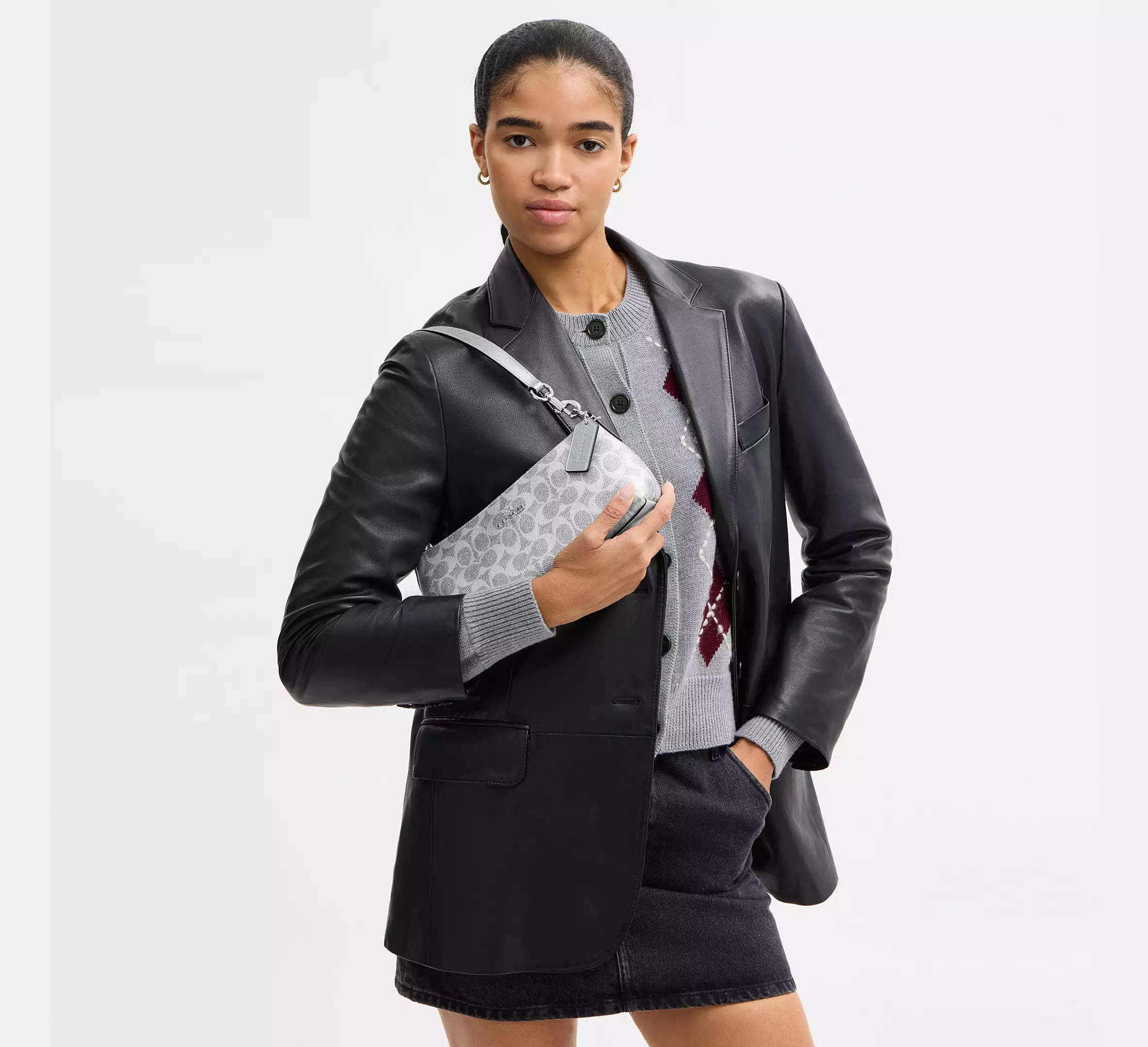 Coach Charlotte Shoulder Bag In Signature  - Sv/Gray/Silver