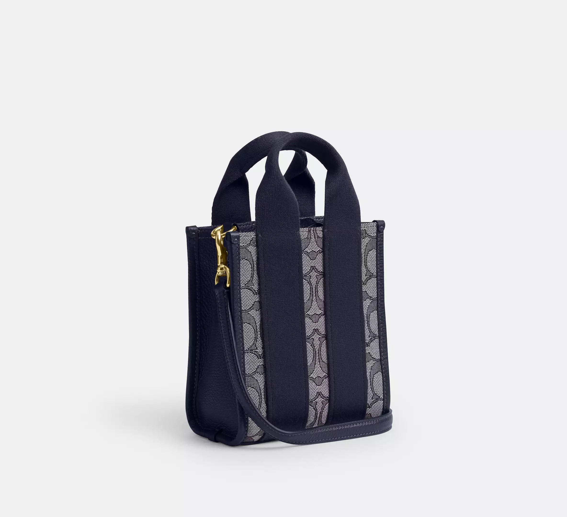 Coach Smith Mini Tote Bag In Signature Jacquard - Gold/Navy